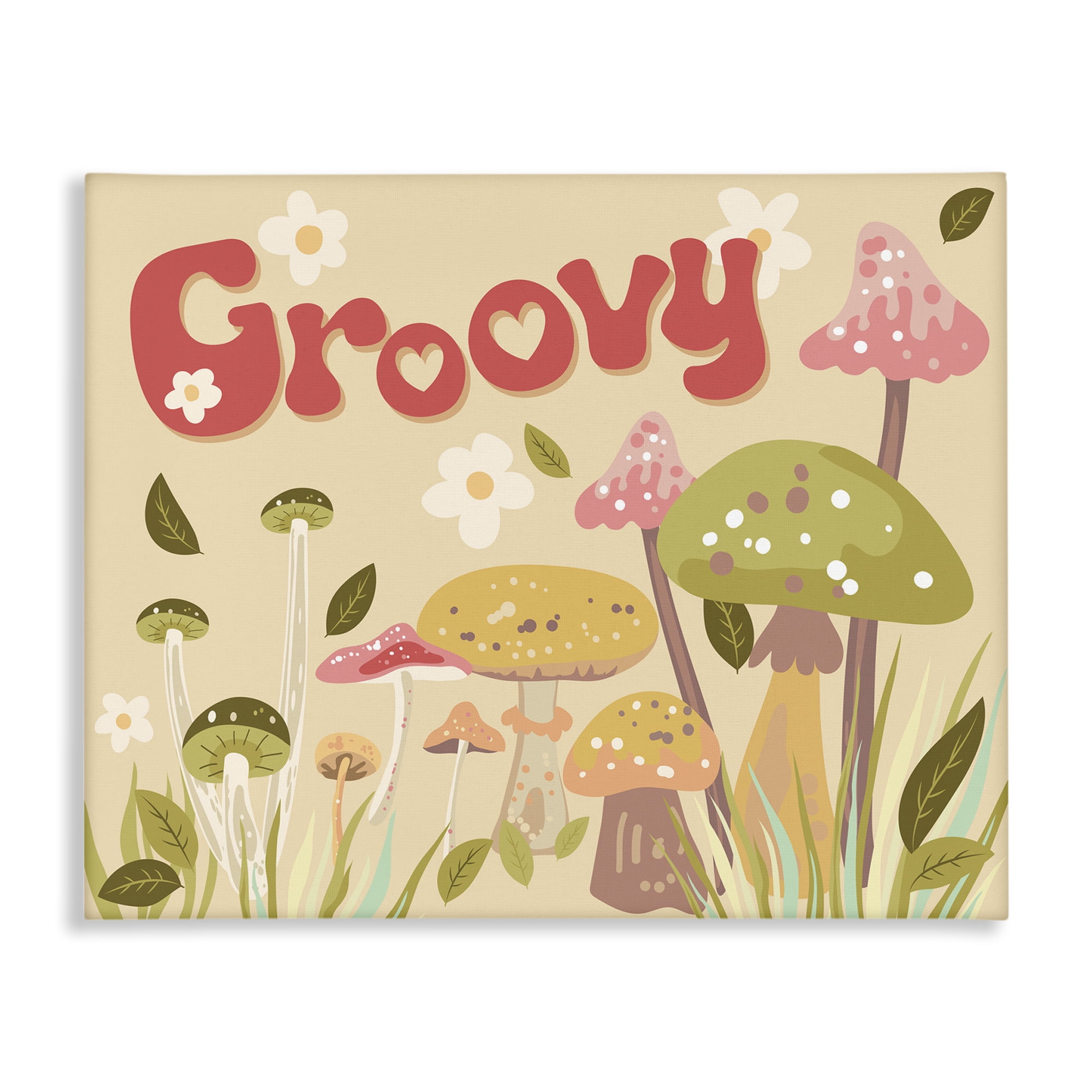 Stupell Industries Groovy Botanical Mushrooms Botanical & Floral Painting Gallery Wrapped Canvas Art Print Wall Art, 40 x 30