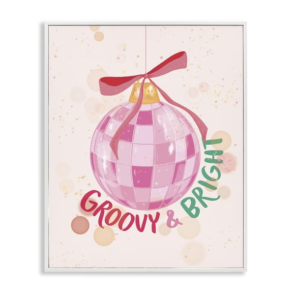 Stupell Industries Groovy & Bright Bauble Quotes and Sayings Painting White Framed Art Print Wall Art, 24 x 30