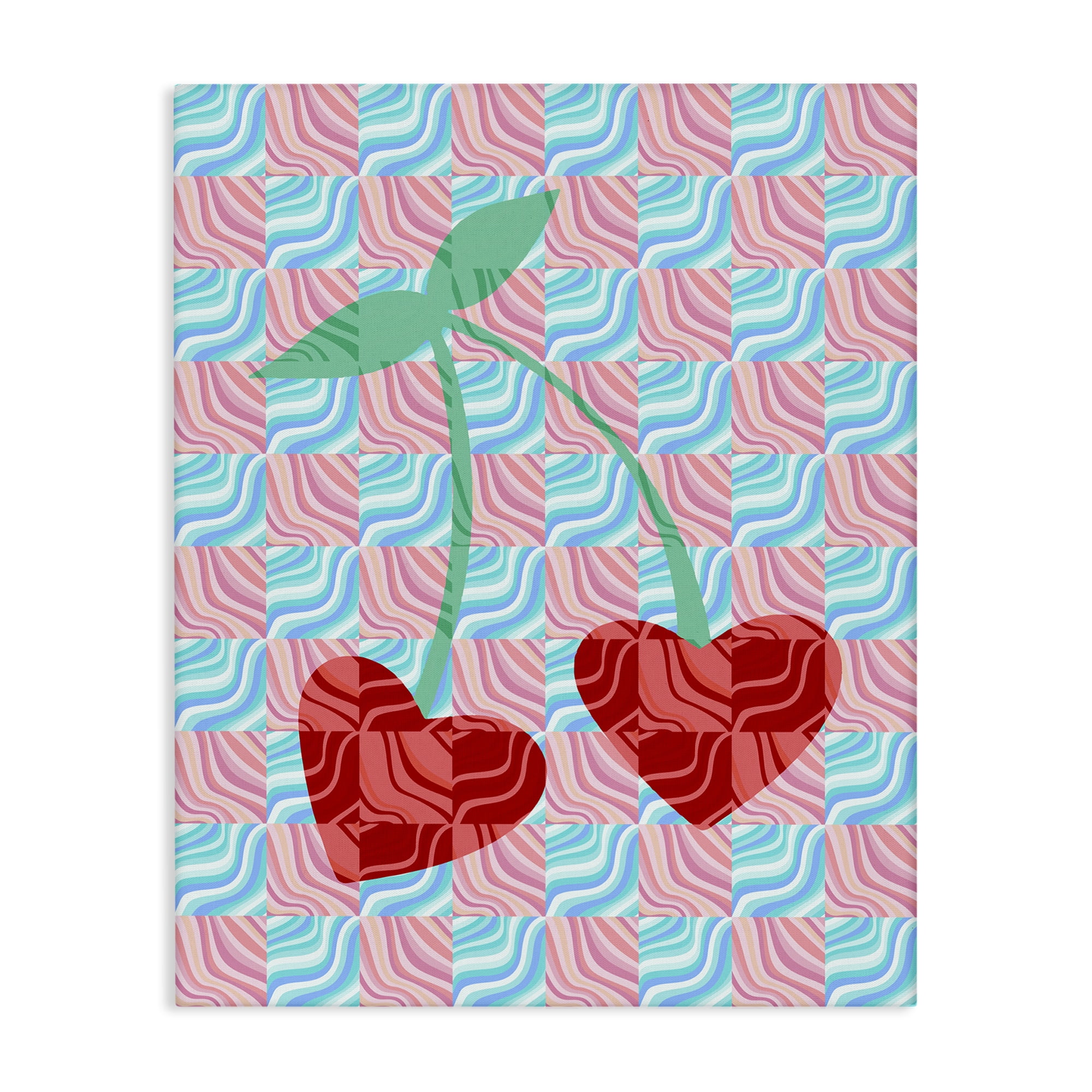 Stupell Industries Groovy Checkered Cherries Food & Beverage Painting Gallery Wrapped Canvas Art Print Wall Art, 16 x 20