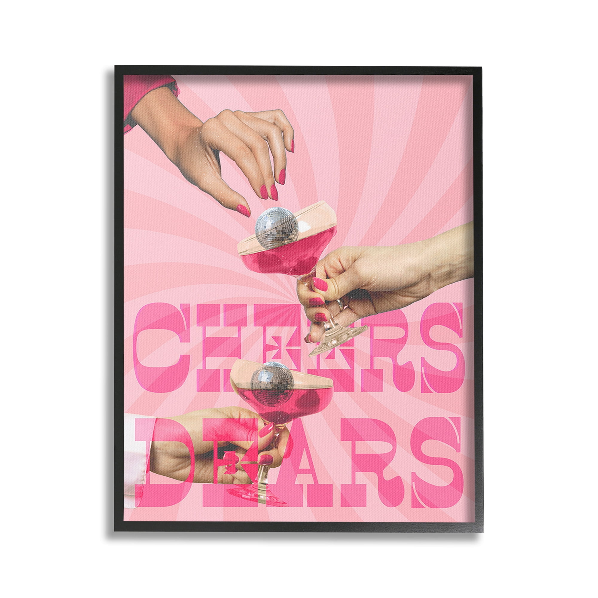 Stupell Industries Groovy Cheers Dears Food & Beverage Painting Black Framed Art Print Wall Art, 16 x 20