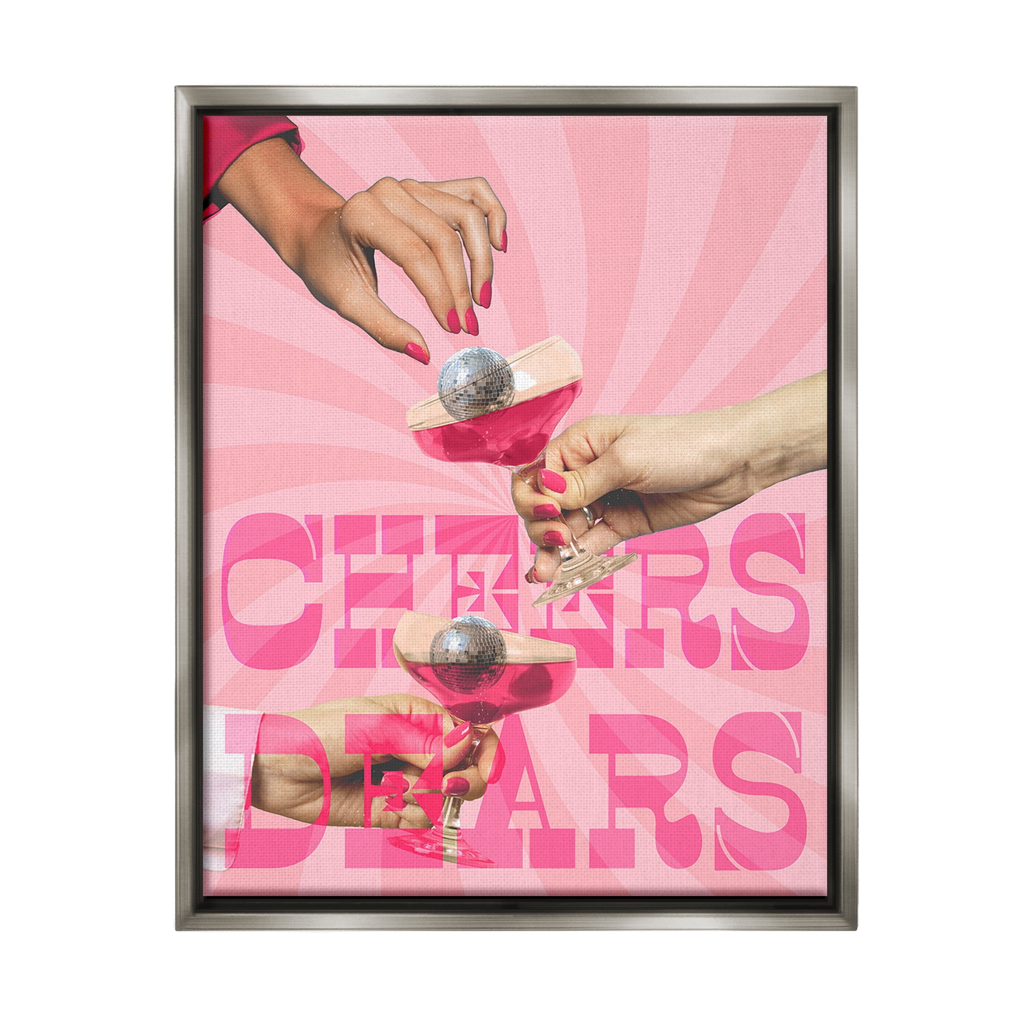 Stupell Industries Groovy Cheers Dears Food & Beverage Painting Gray Floater Framed Canvas Art Print Wall Art, 25 x 31