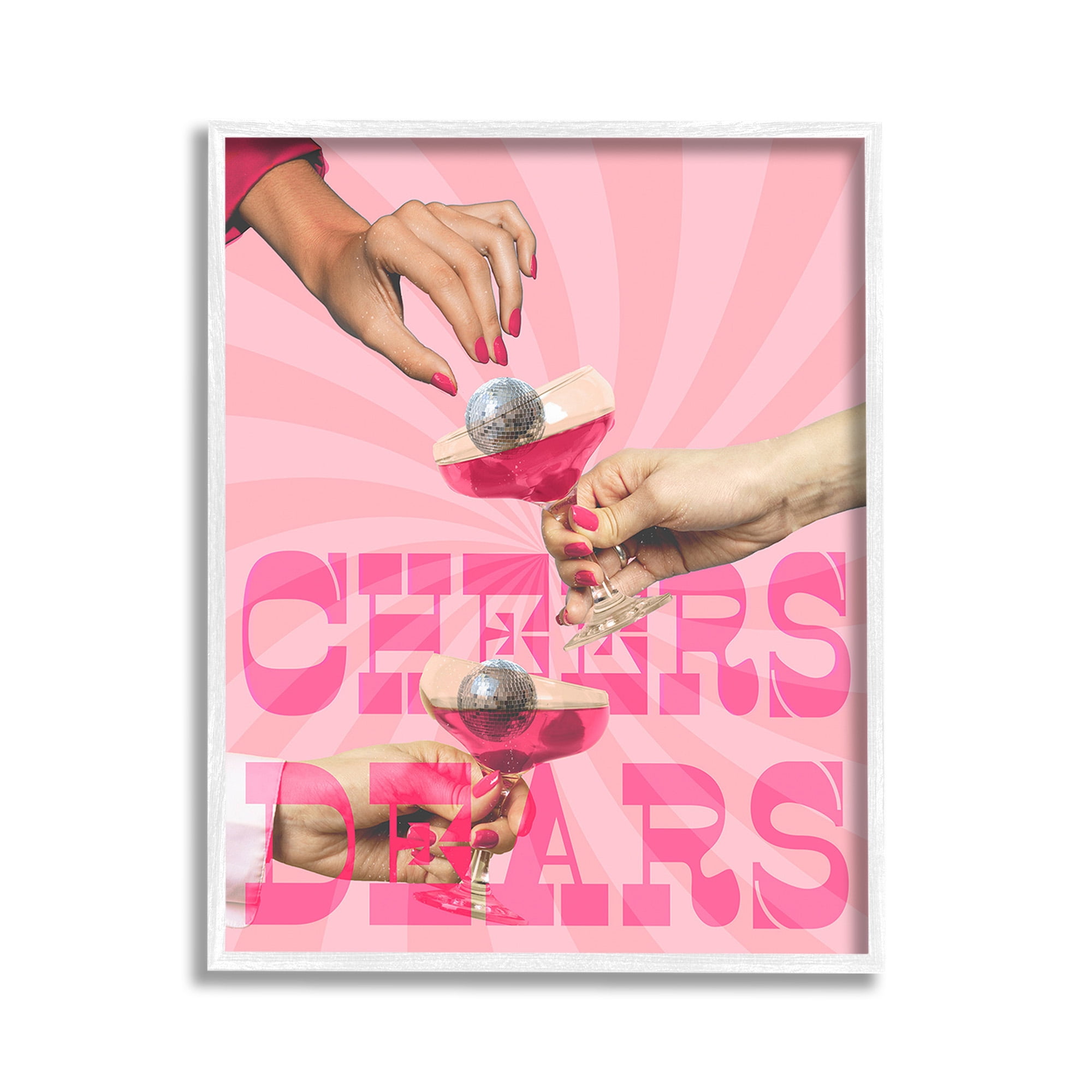 Stupell Industries Groovy Cheers Dears Food & Beverage Painting White Framed Art Print Wall Art, 11 x 14