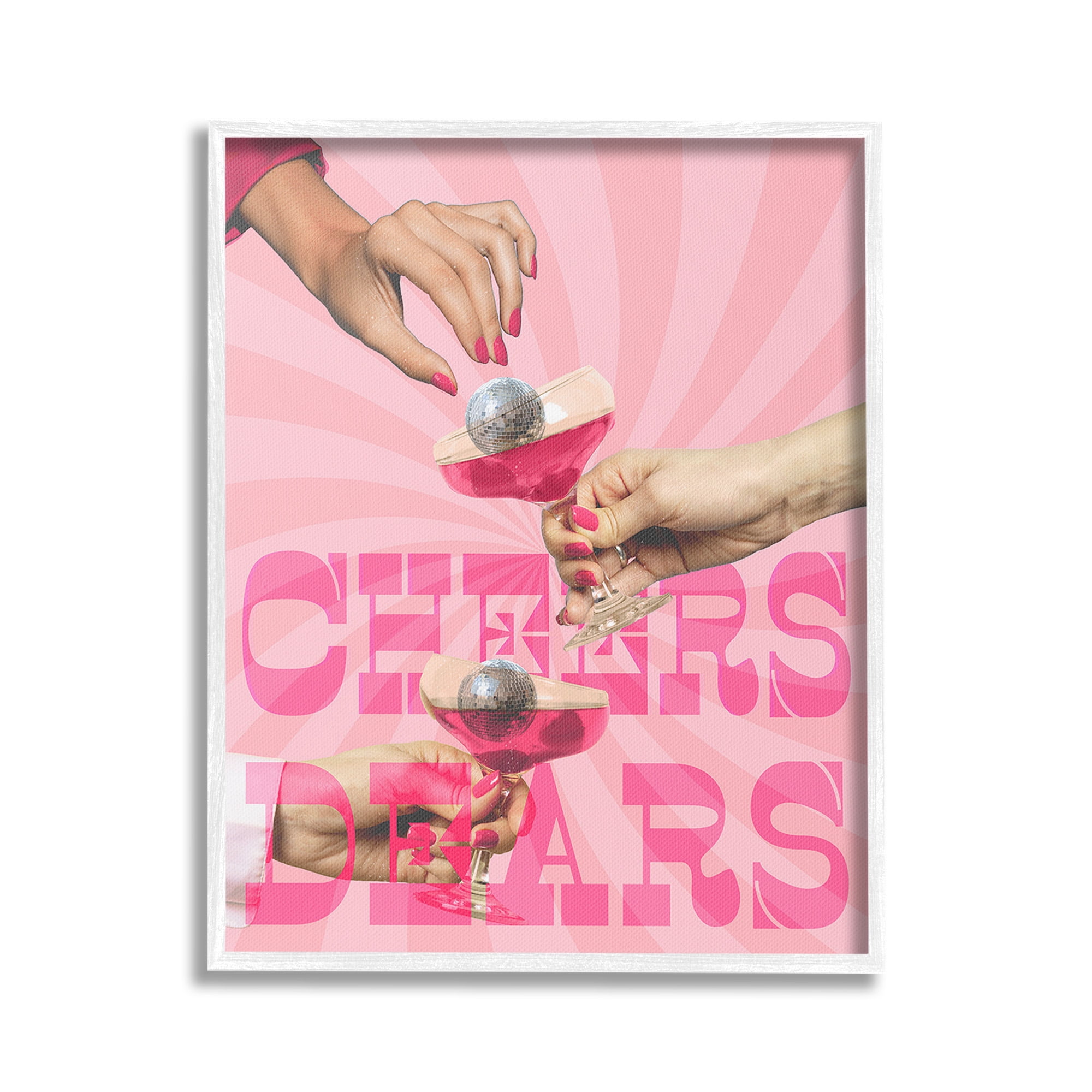 Stupell Industries Groovy Cheers Dears Food & Beverage Painting White Framed Art Print Wall Art, 24 x 30