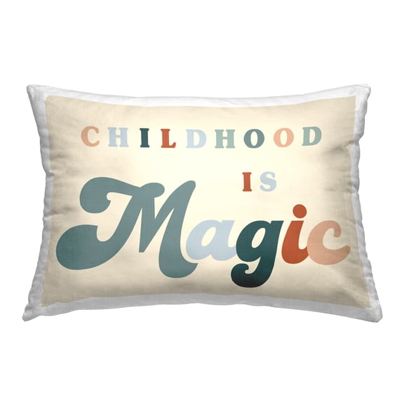 Stupell Industries Groovy Childhood Magic Phrase Decorative Printed Throw Pillow, 14 x 20