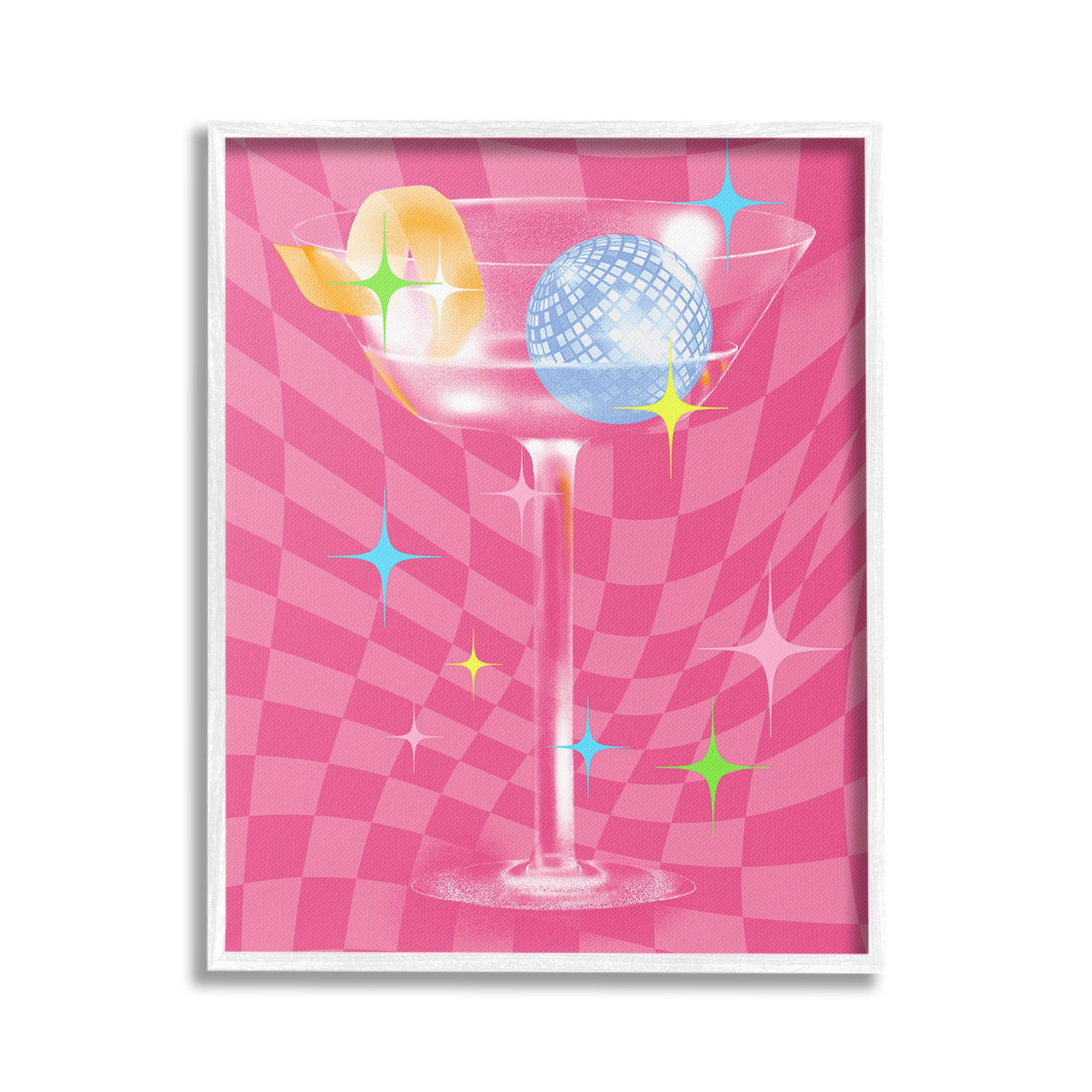 Stupell Industries Groovy Cocktail Pattern Food & Beverage Painting White Framed Art Print Wall Art, 24 x 30