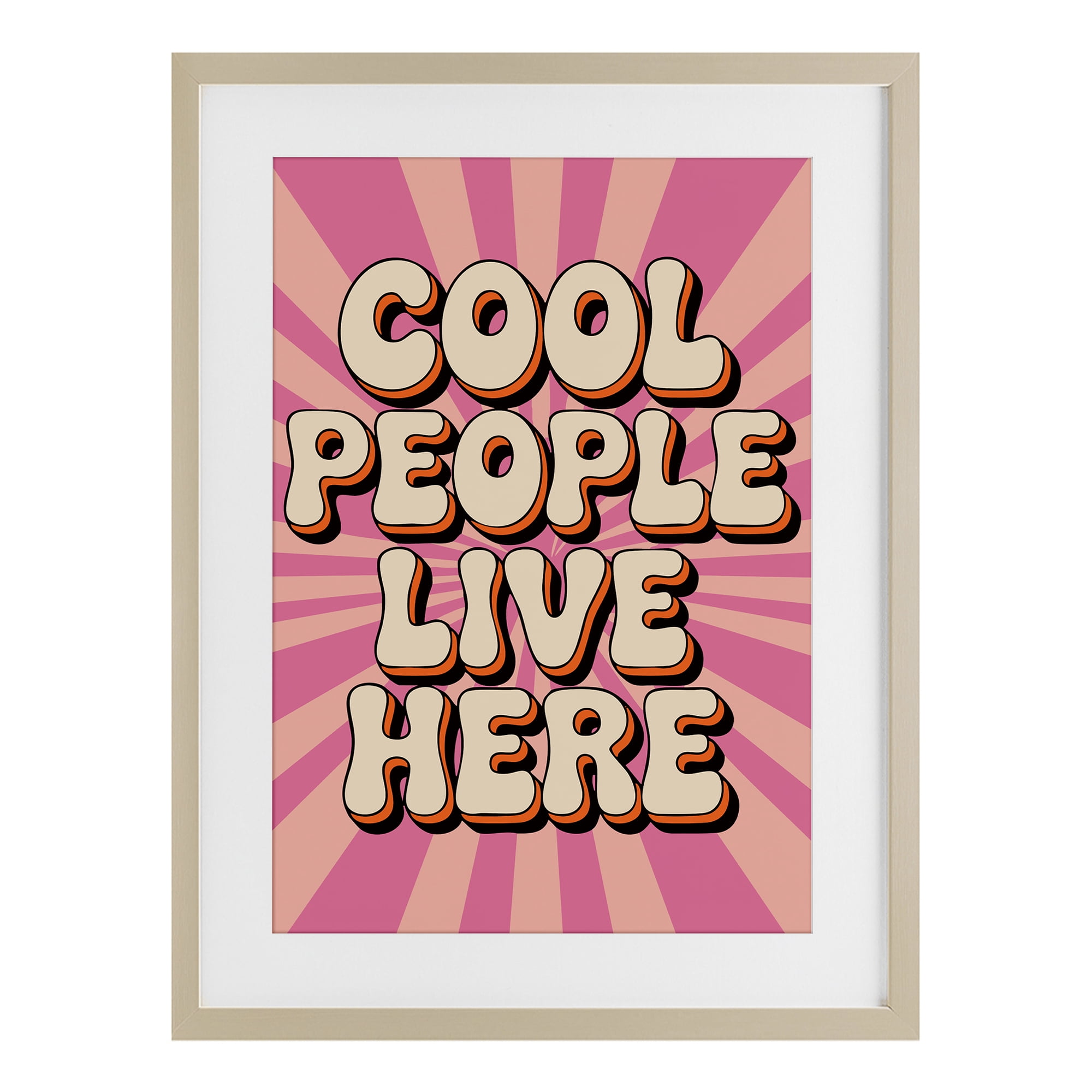 Stupell Industries Groovy Cool People Live Here Birch Framed Print Under Glass, design by Andreas Magnusson