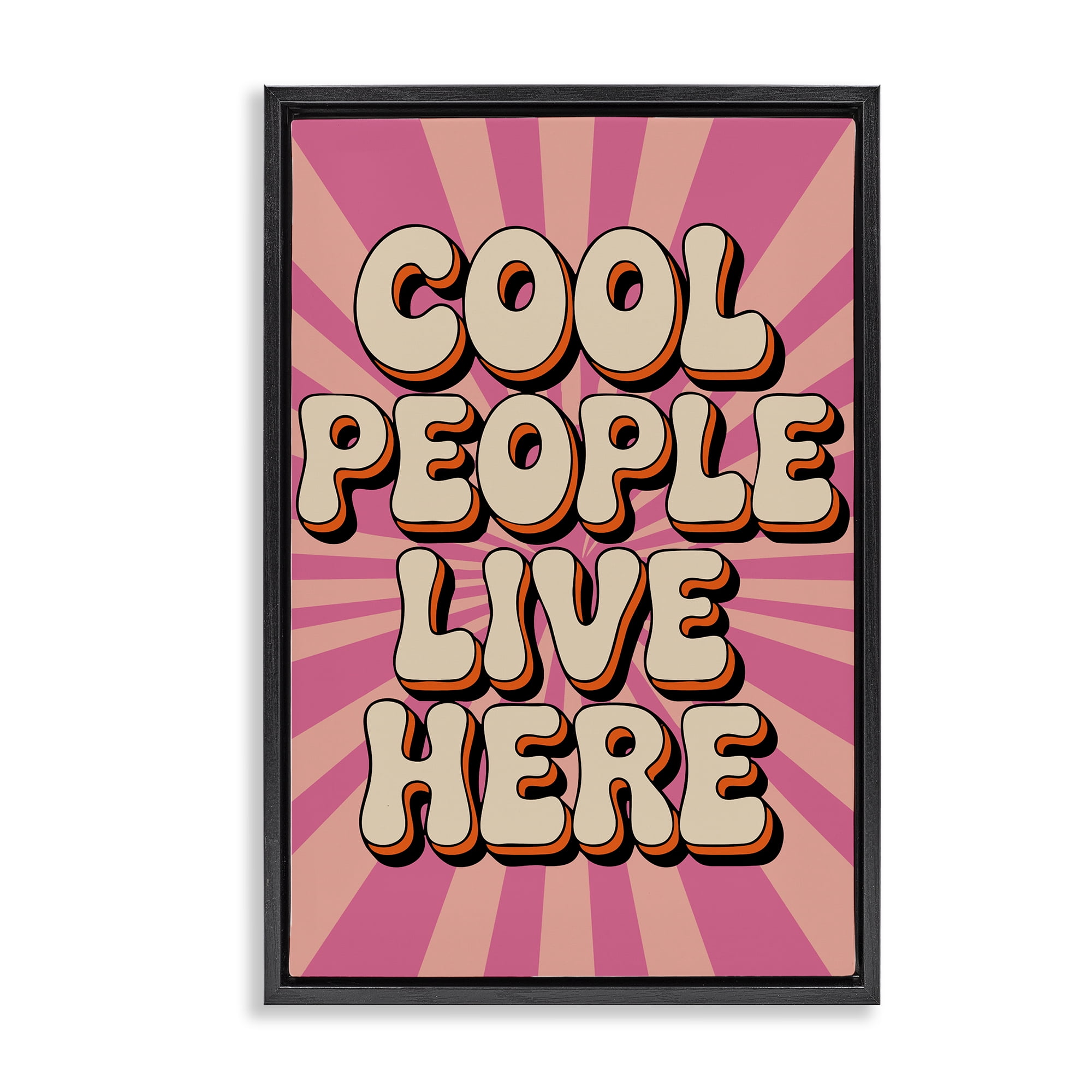 Stupell Industries Groovy Cool People Live Here Black Framed Floater Canvas Wall Art, design by Andreas Magnusson