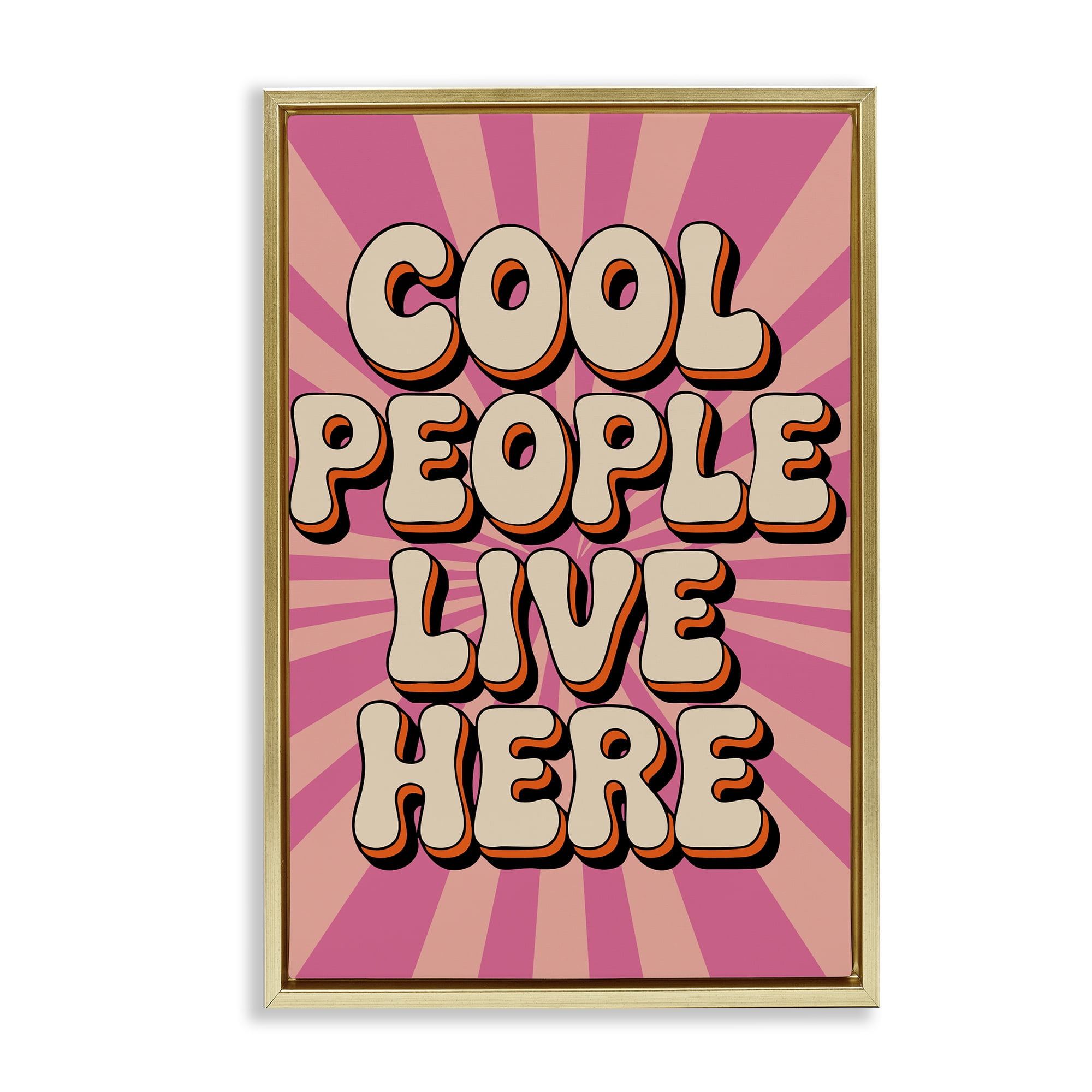 Stupell Industries Groovy Cool People Live Here Gold Framed Floater Canvas Wall Art, design by Andreas Magnusson