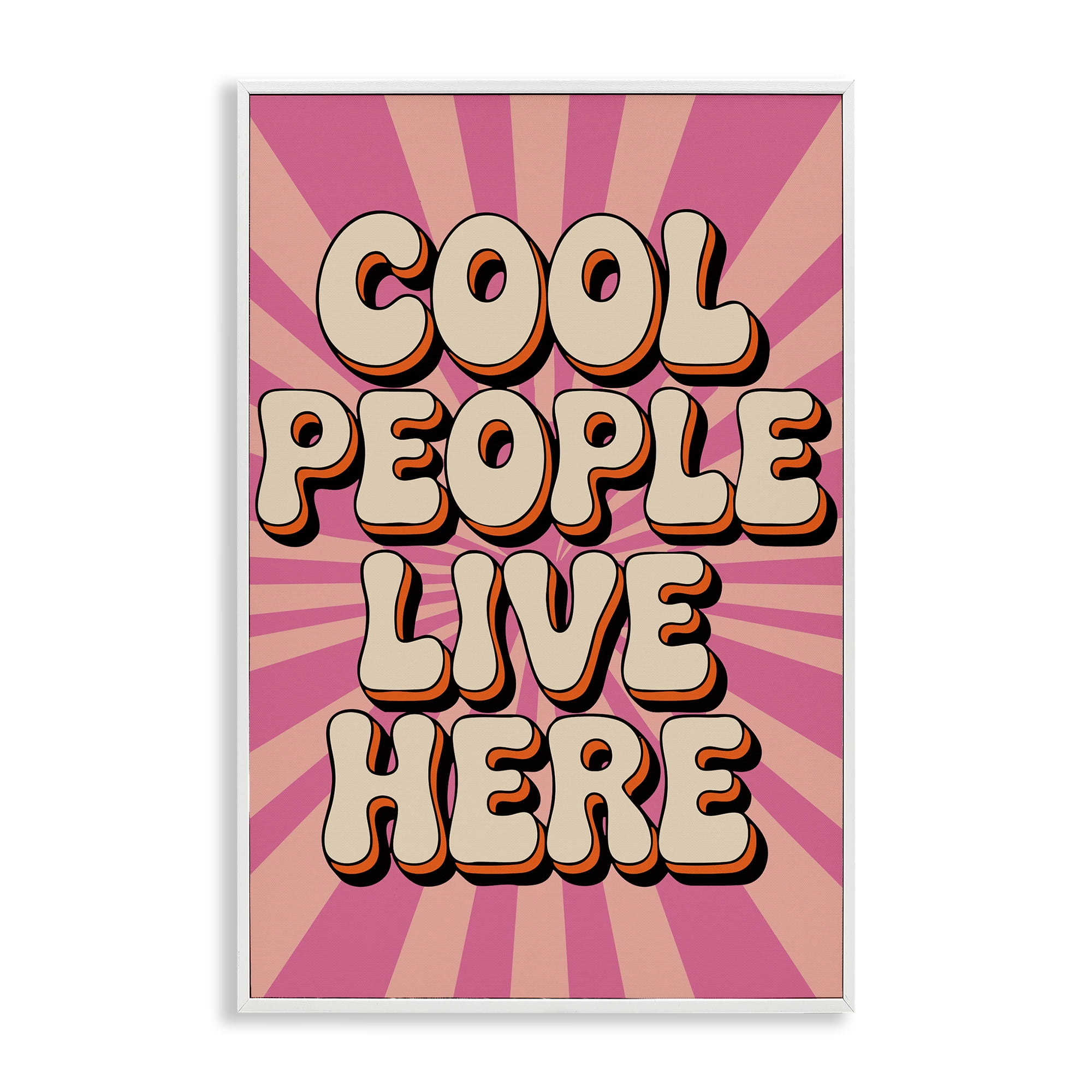 Stupell Industries Groovy Cool People Live Here White Framed Giclee Art, design by Andreas Magnusson