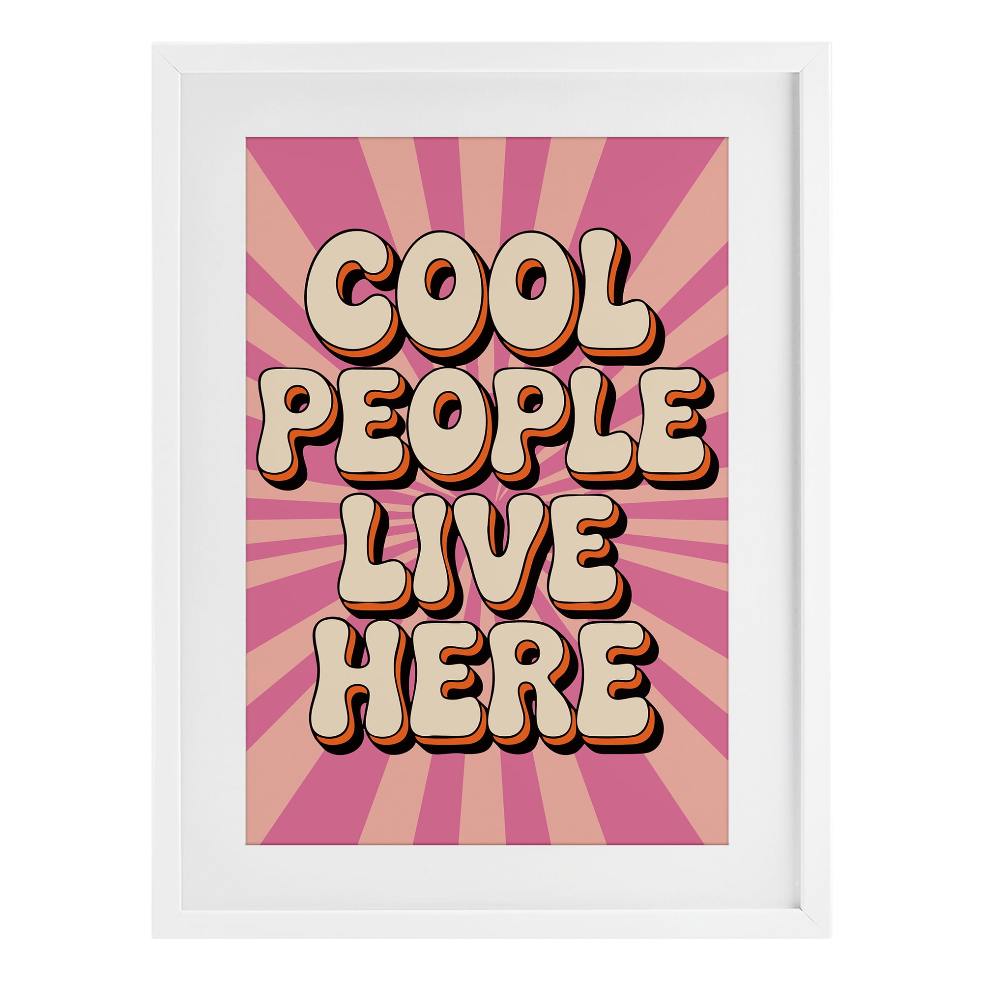 Stupell Industries Groovy Cool People Live Here White Framed Print Under Glass, design by Andreas Magnusson