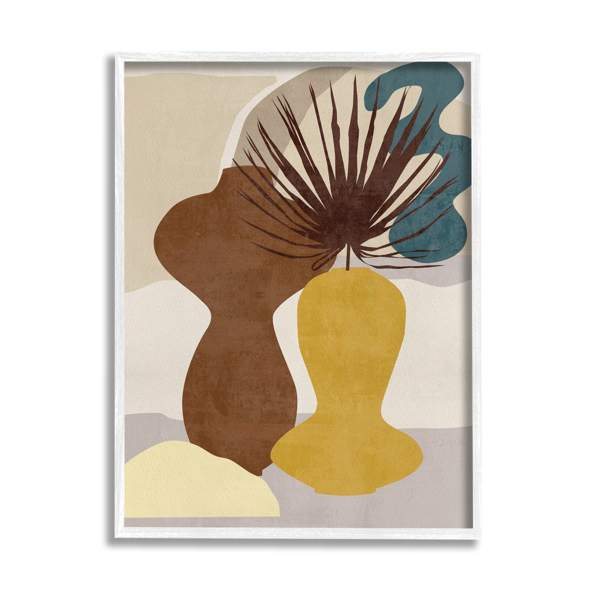 Stupell Industries Groovy Decorated Vases Brown Yellow Potted Palm Plant, 24 x 30, Designed by Melissa Wang