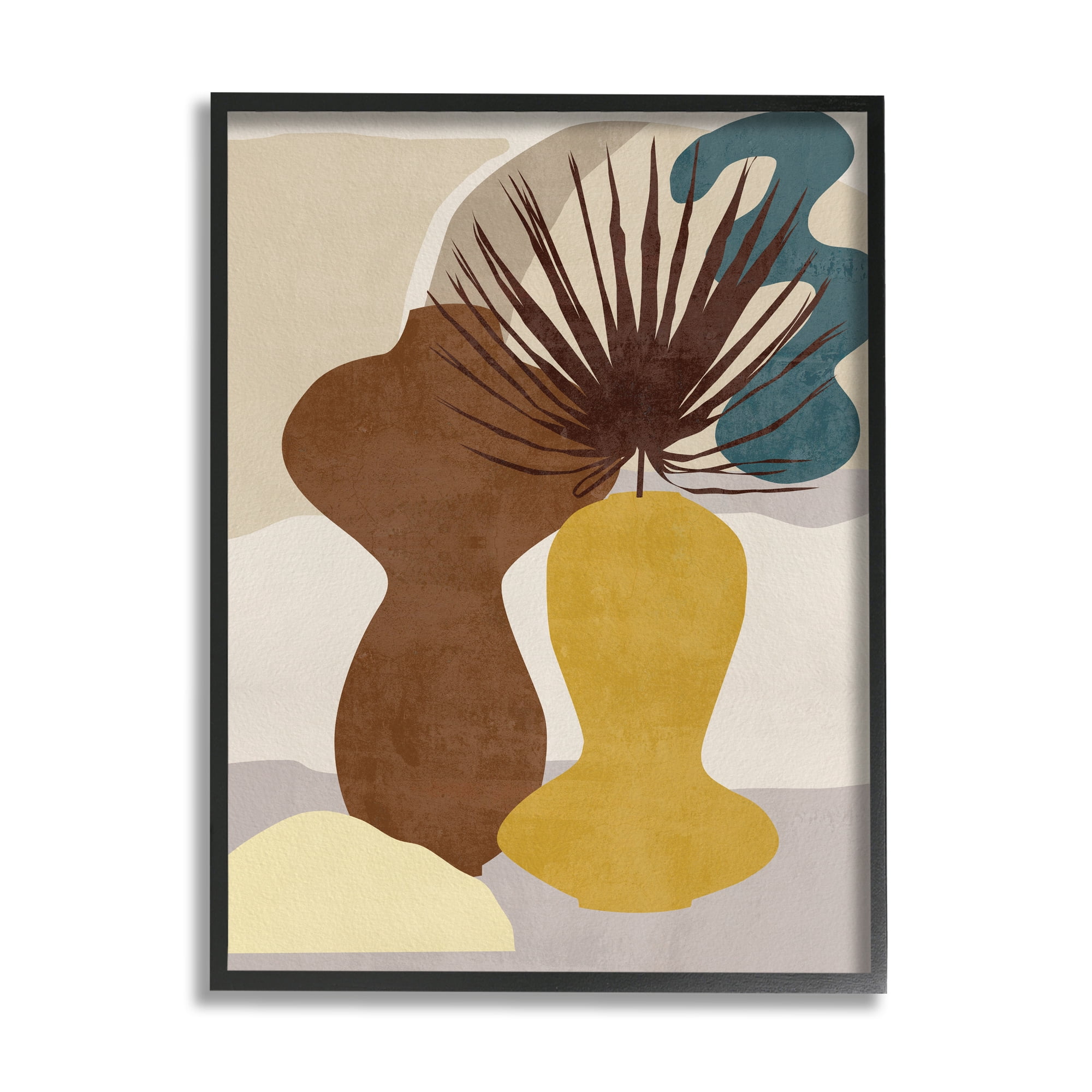 Stupell Industries Groovy Decorated Vases Brown Yellow Potted Palm Plant, 24 x 30, Designed by Melissa Wang