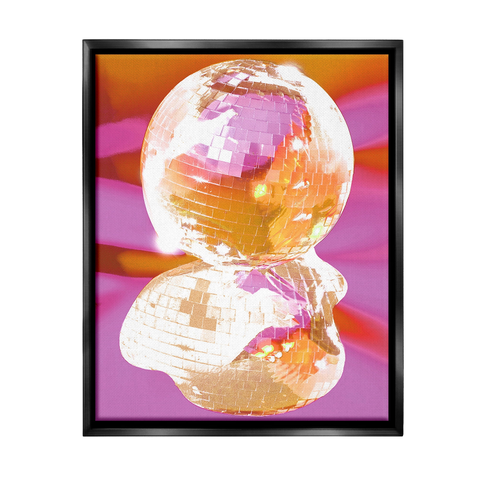Stupell Industries Groovy Disco Abstraction Abstract Painting Black Floater Framed Canvas Art Print Wall Art, 17 x 21
