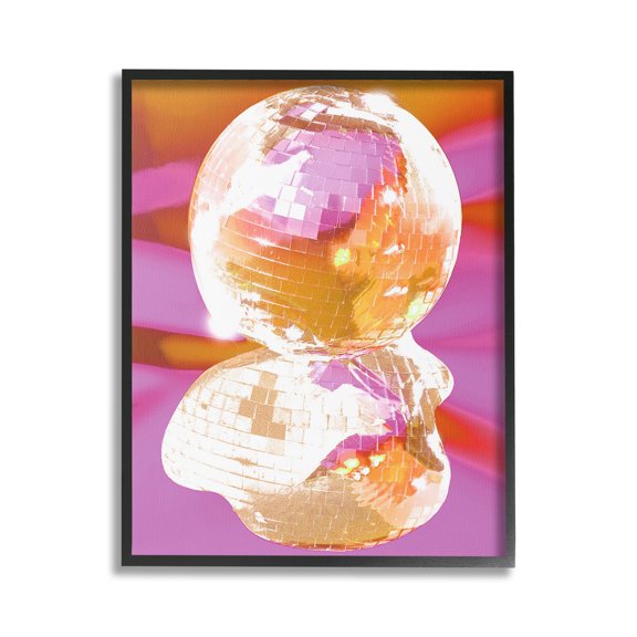 Stupell Industries Groovy Disco Abstraction Abstract Painting Black Framed Art Print Wall Art, 24 x 30