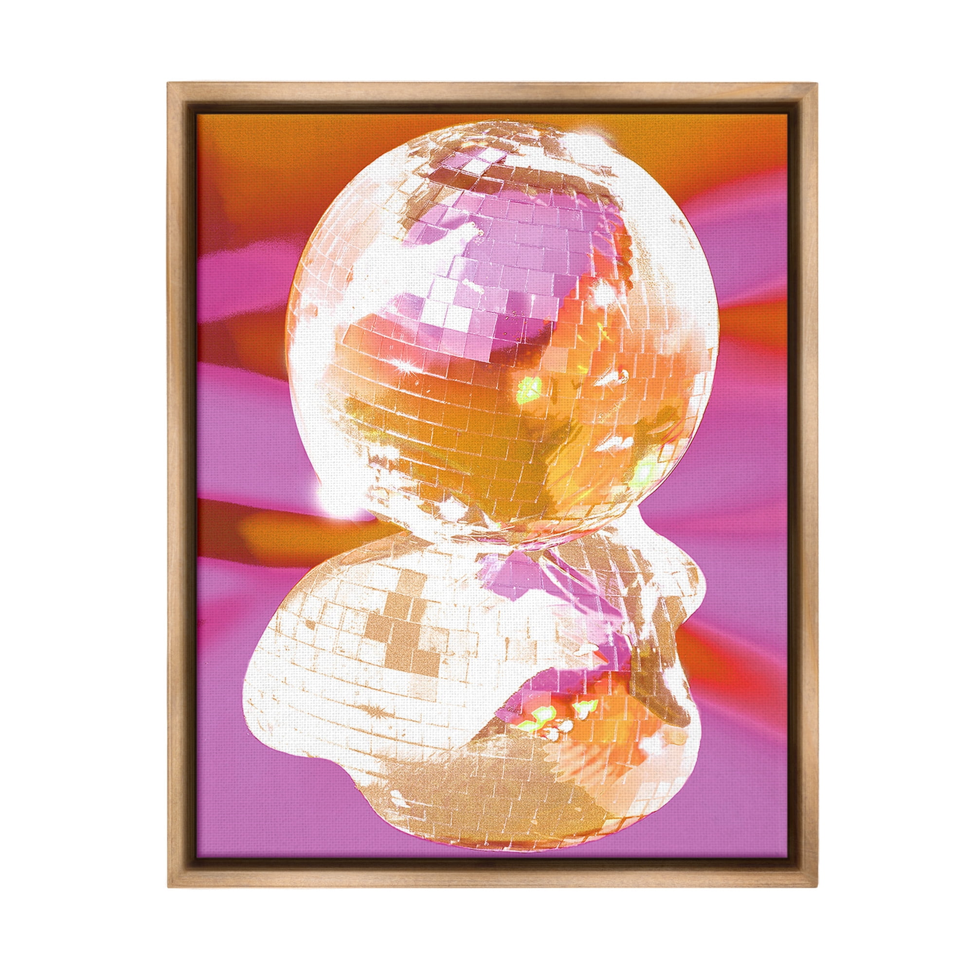 Stupell Industries Groovy Disco Abstraction Abstract Painting Brown Floater Framed Canvas Art Print Wall Art, 17 x 21