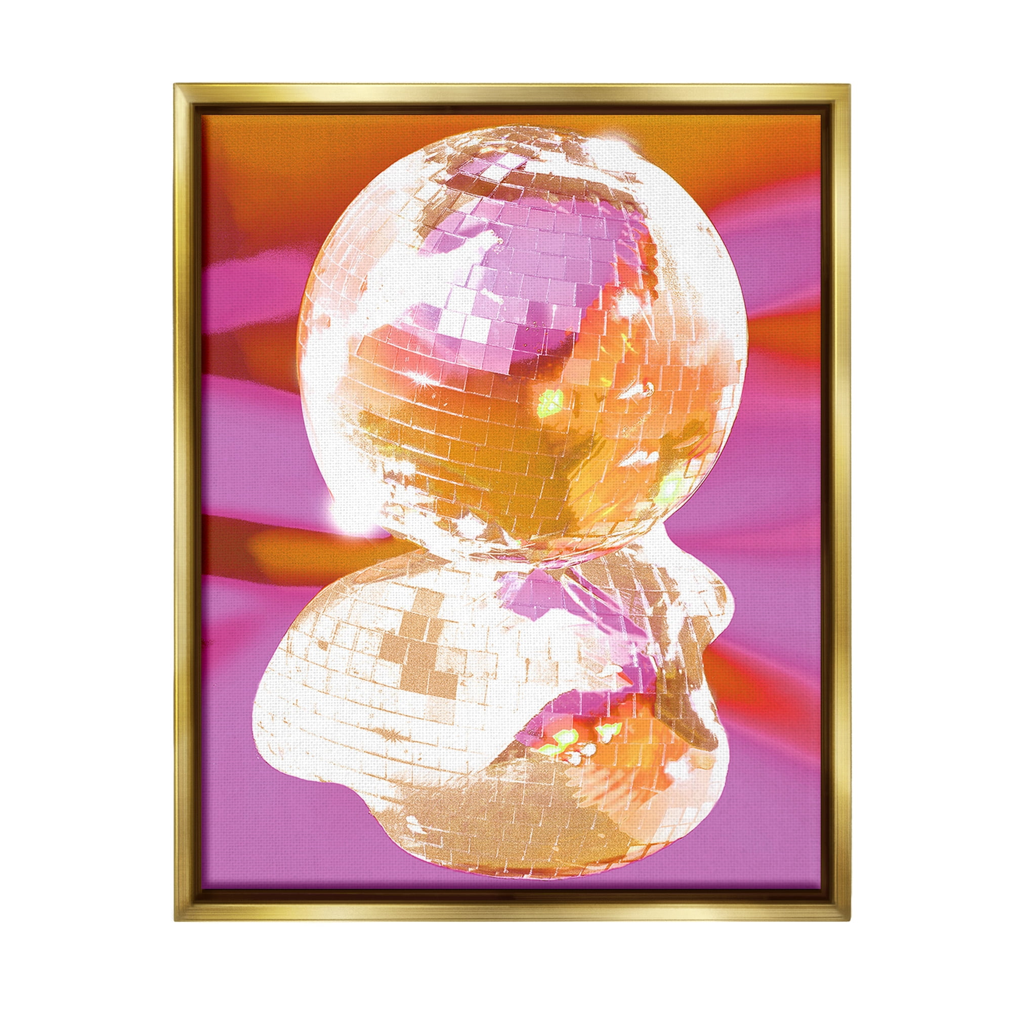 Stupell Industries Groovy Disco Abstraction Abstract Painting Gold Floater Framed Canvas Art Print Wall Art, 25 x 31