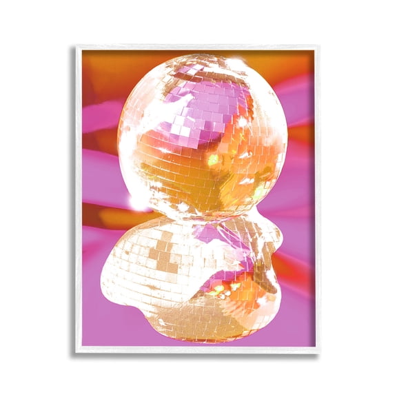 Stupell Industries Groovy Disco Abstraction Abstract Painting White Framed Art Print Wall Art, 11 x 14