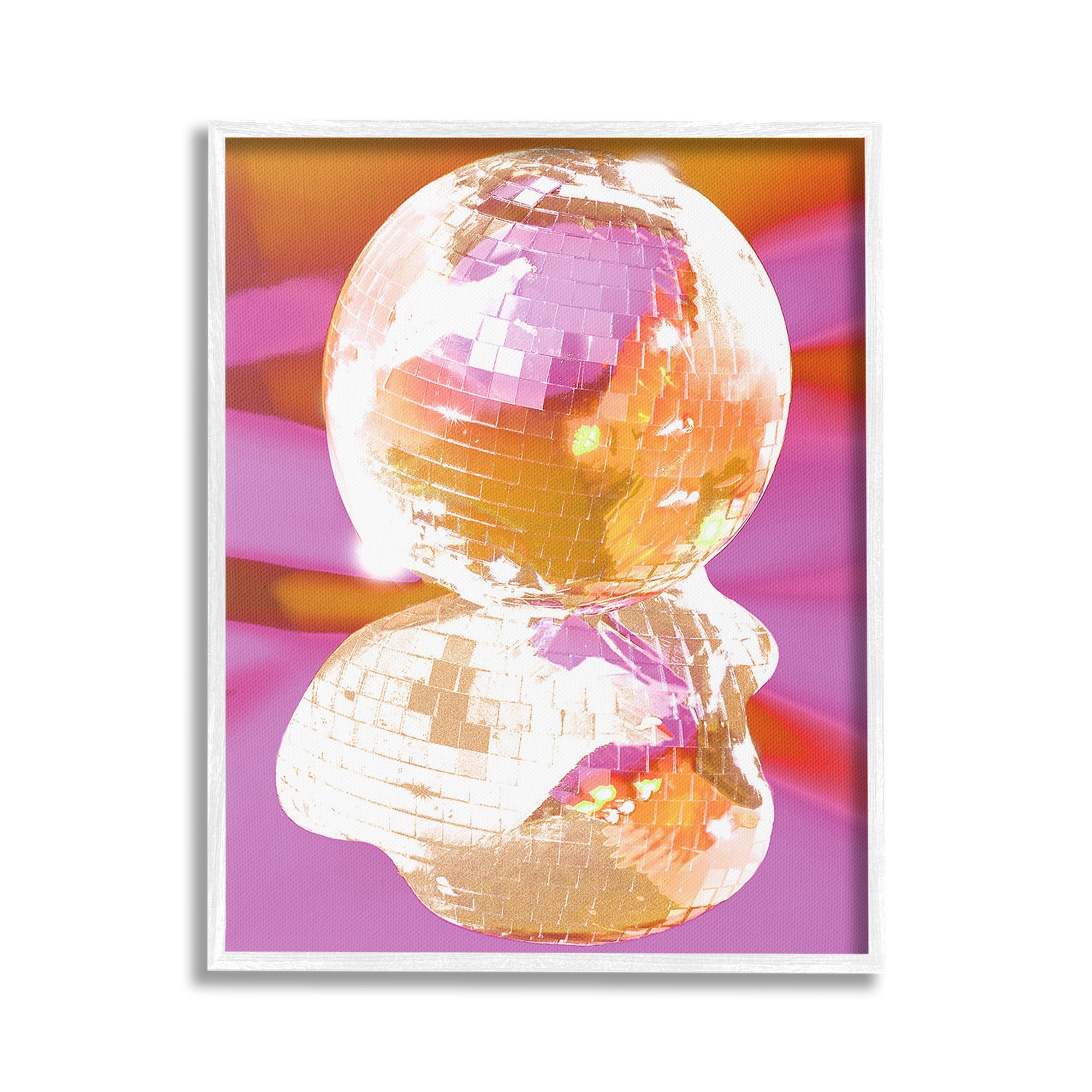 Stupell Industries Groovy Disco Abstraction Abstract Painting White Framed Art Print Wall Art, 16 x 20