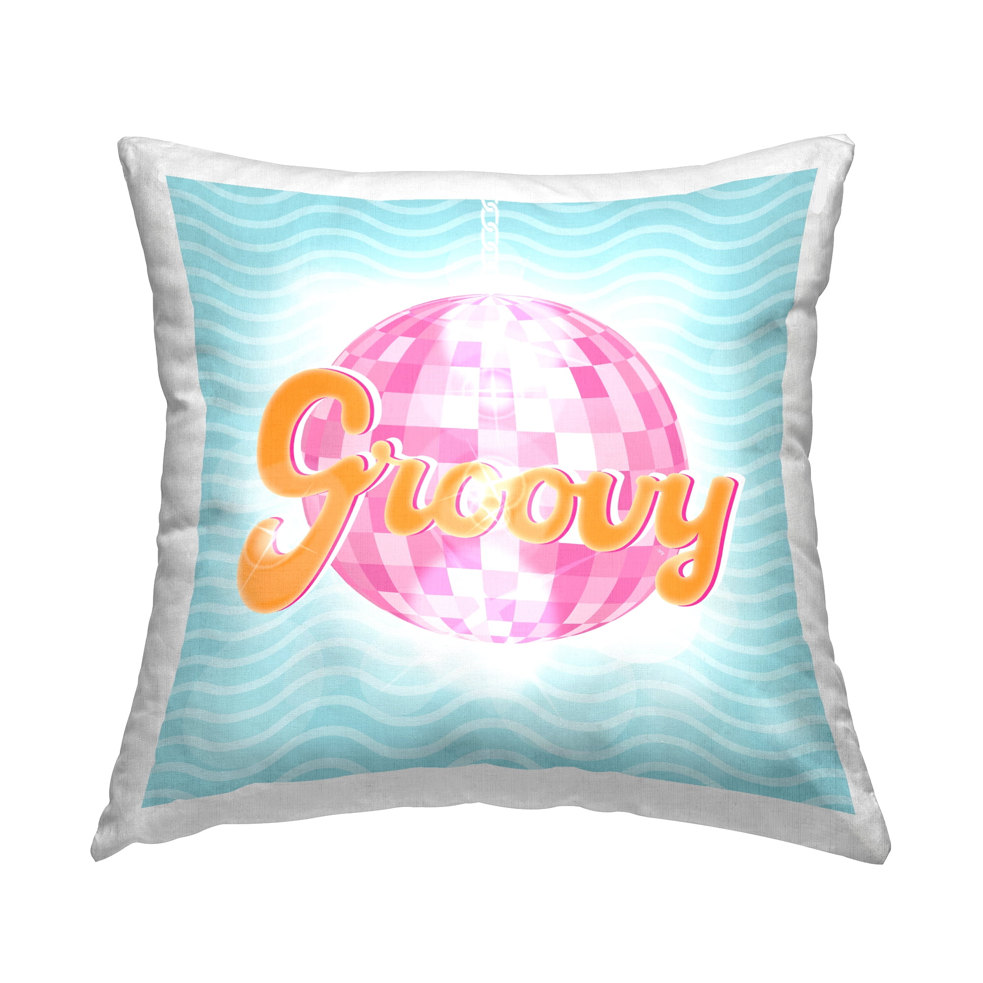 Stupell Industries Groovy Disco Ball Retro Patterned Square Decorative Printed Throw Pillow, 18 x 18,