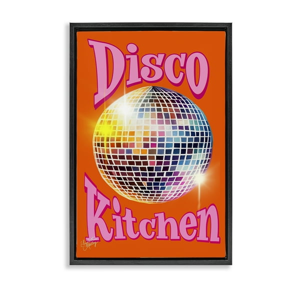 Stupell Industries Groovy Disco Kitchen Performing Arts Painting Black Floater Framed Art Print Wall Art, 17 x 25