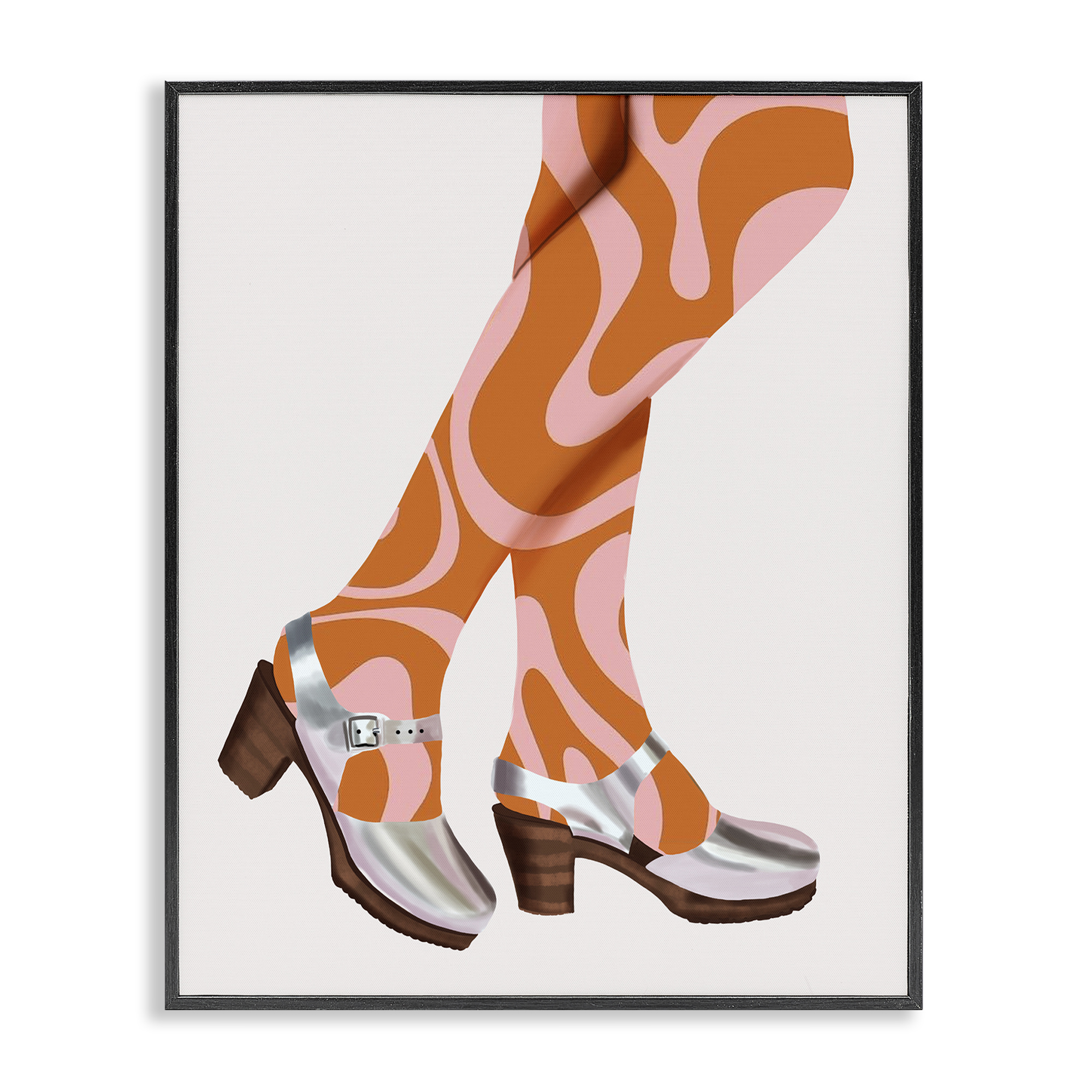 Stupell Industries Groovy Fashion Legs People Painting Black Framed Art Print Wall Art, 24 x 30