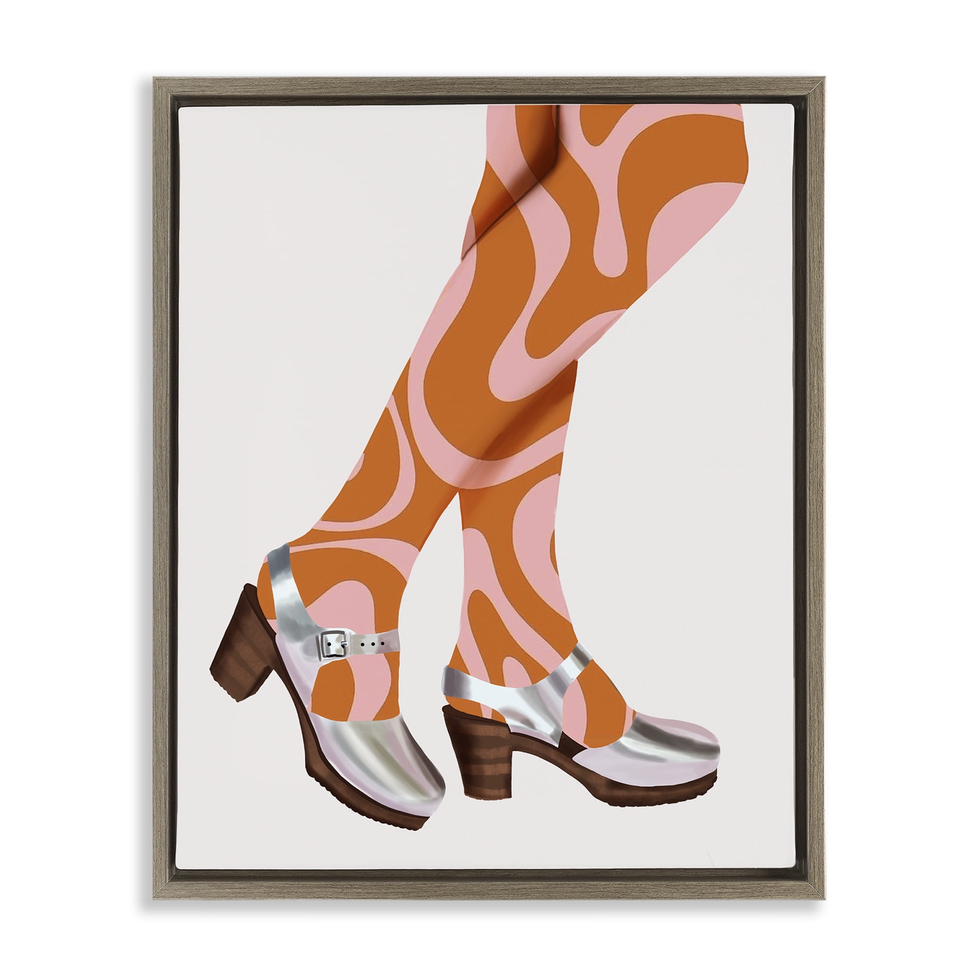 Stupell Industries Groovy Fashion Legs People Painting Brown Floater Framed Canvas Art Print Wall Art, 17 x 21