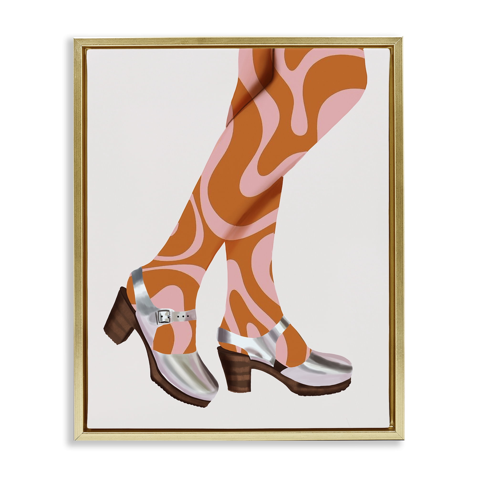 Stupell Industries Groovy Fashion Legs People Painting Gold Floater Framed Canvas Art Print Wall Art, 17 x 21
