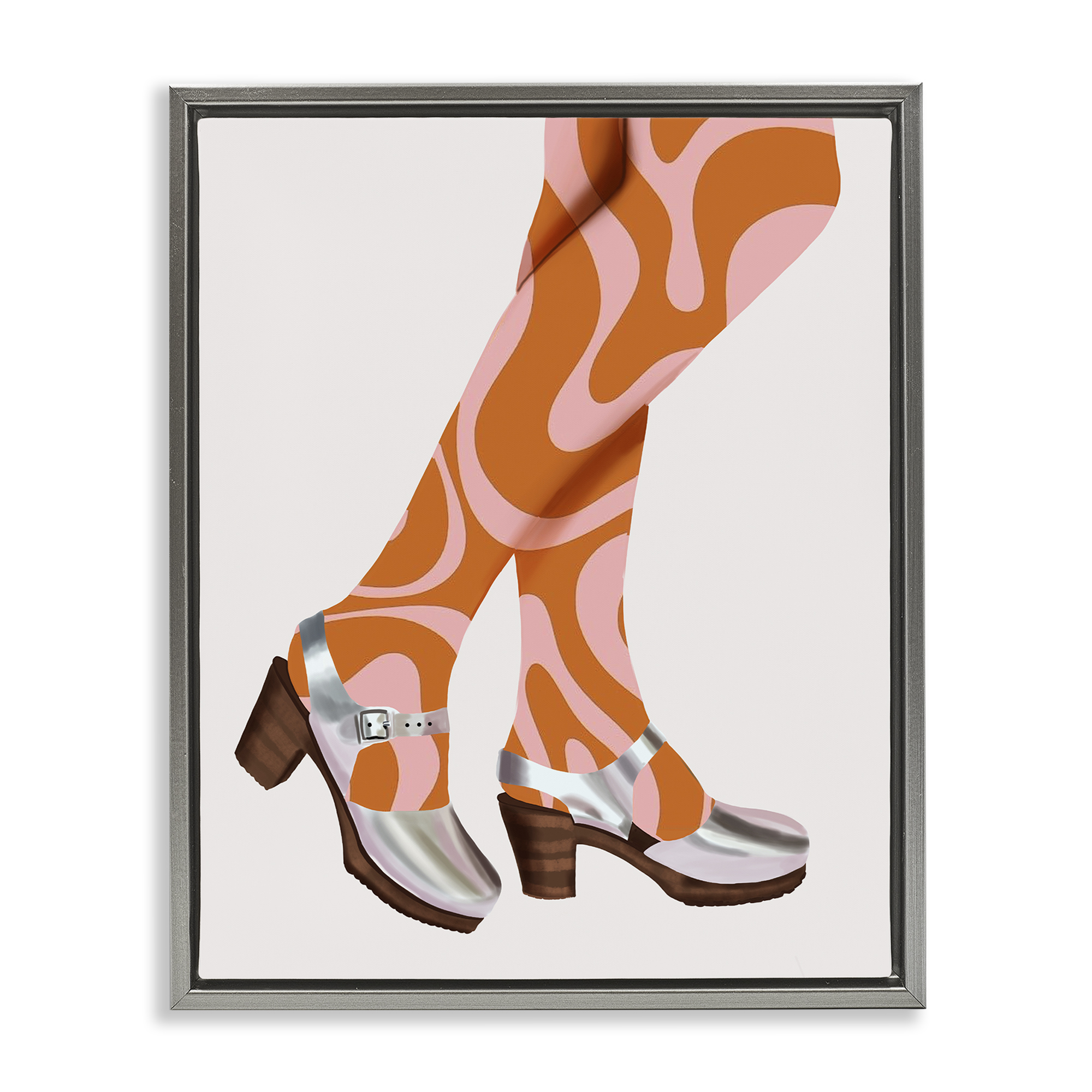 Stupell Industries Groovy Fashion Legs People Painting Gray Floater Framed Canvas Art Print Wall Art, 17 x 21