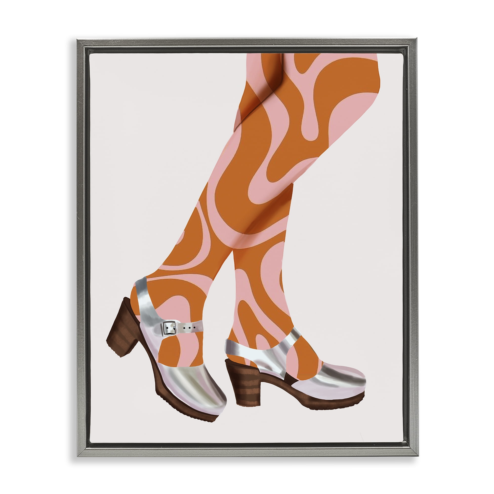 Stupell Industries Groovy Fashion Legs People Painting Gray Floater Framed Canvas Art Print Wall Art, 25 x 31