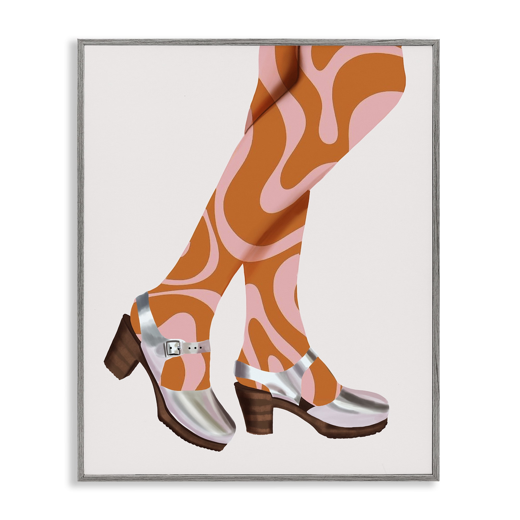 Stupell Industries Groovy Fashion Legs People Painting Gray Framed Art Print Wall Art, 16 x 20