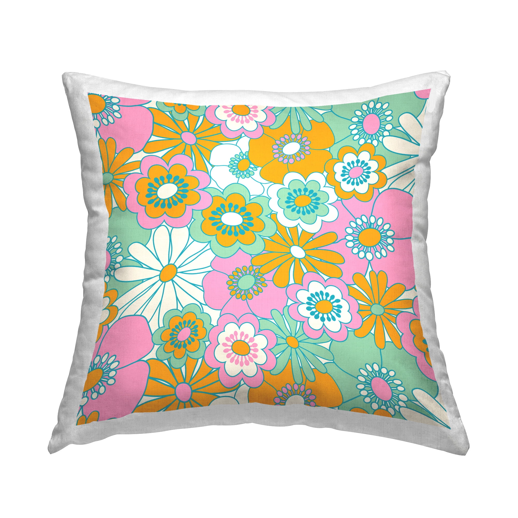Stupell Industries Groovy Flower Pattern Decorative Printed Throw Pillow Design by Carrie Cantwell