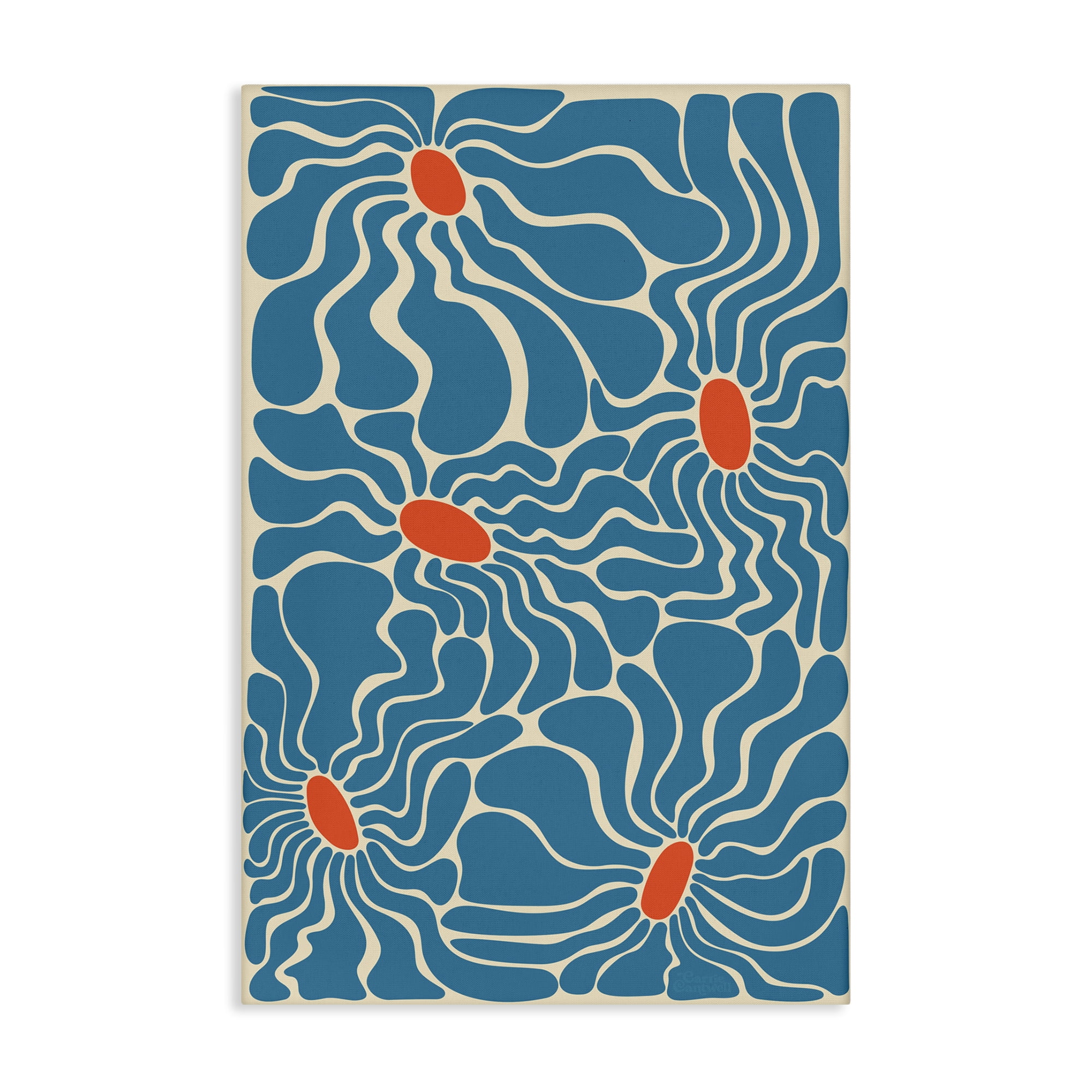 Stupell Industries Groovy Fluid Flowers Botanical & Floral Painting Gallery Wrapped Canvas Art Print Wall Art, 20 x 30