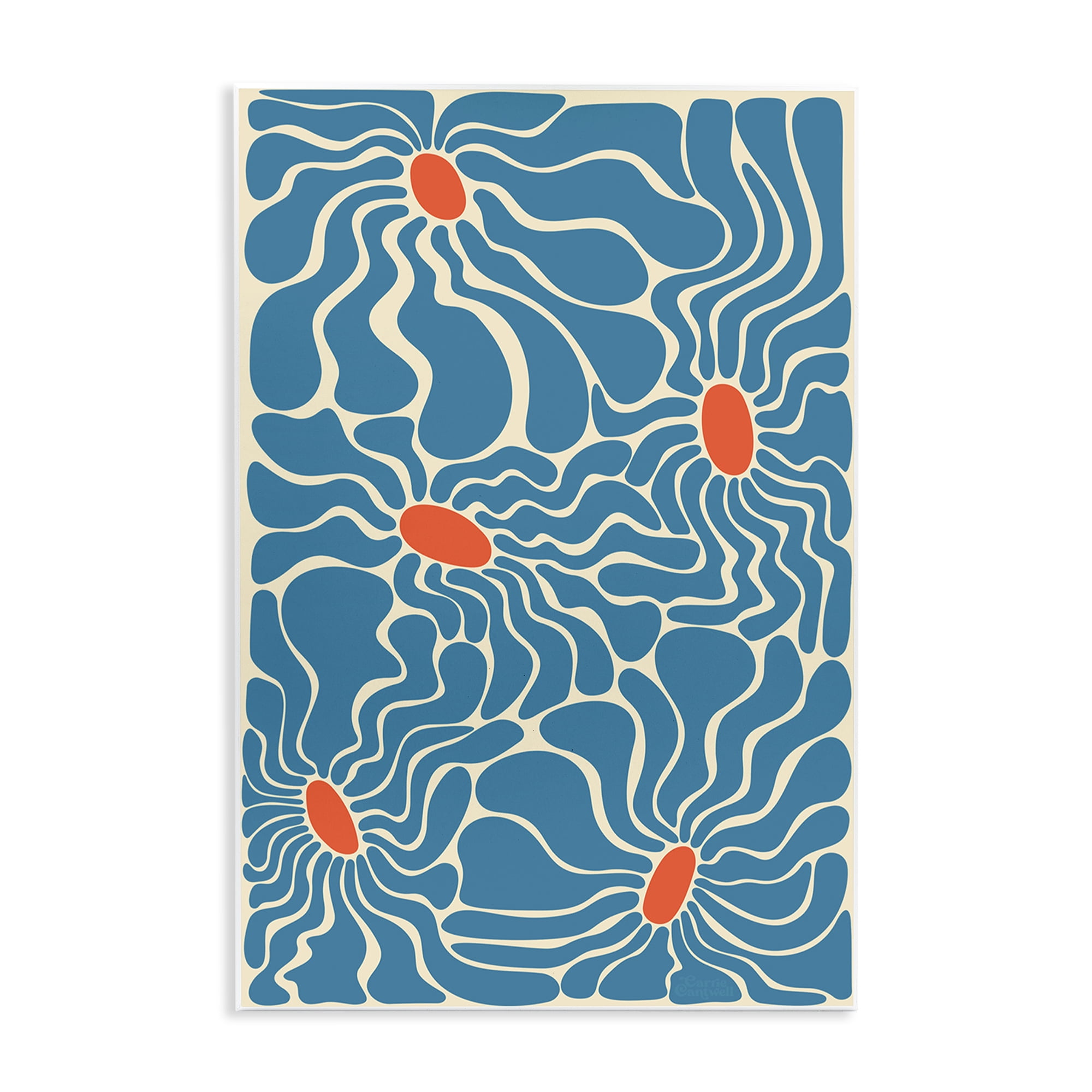 Stupell Industries Groovy Fluid Flowers Botanical & Floral Painting Unframed Art Print Wall Art, 13 x 19
