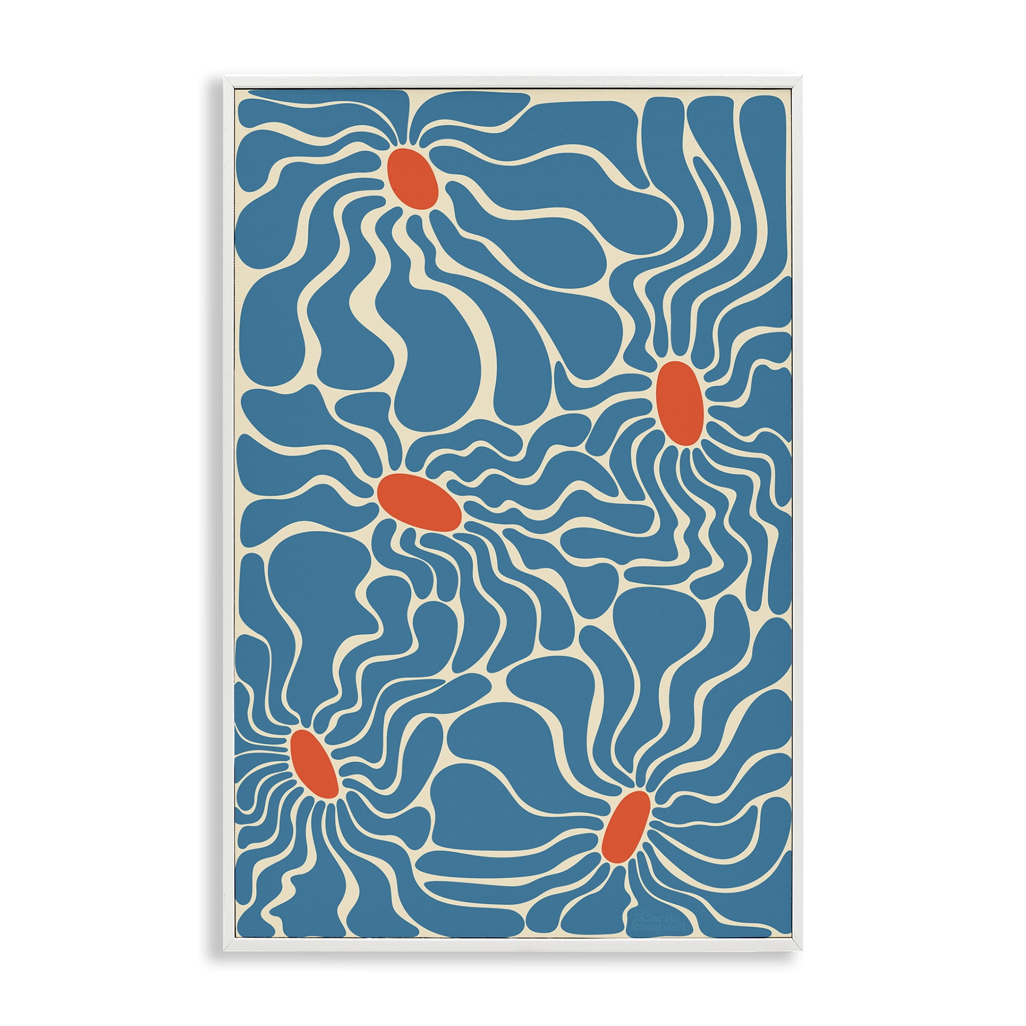 Stupell Industries Groovy Fluid Flowers Botanical & Floral Painting White Framed Art Print Wall Art, 12 x 18
