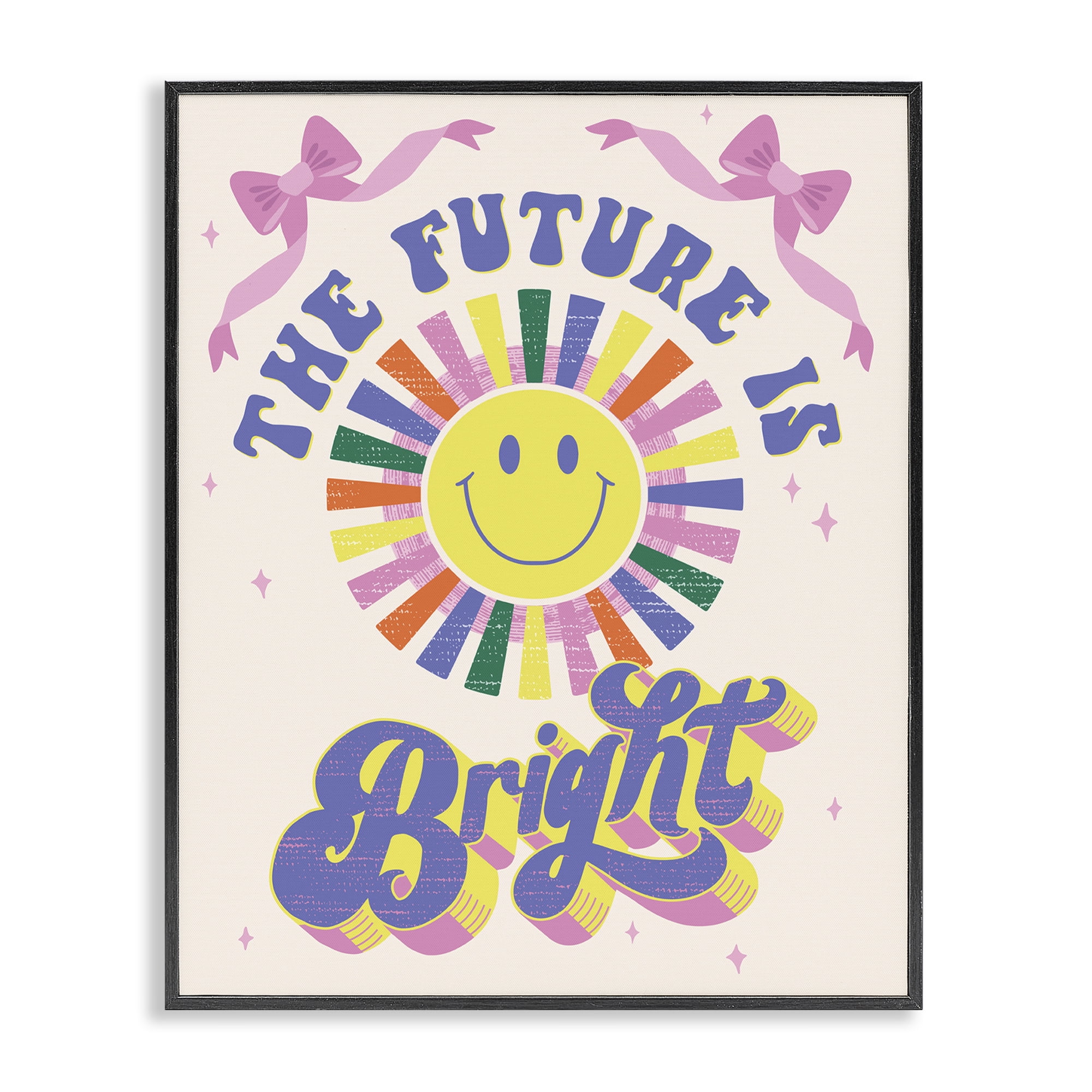Stupell Industries Groovy Future Is Bright Text & Numbers Painting Black Framed Art Print Wall Art, 11 x 14