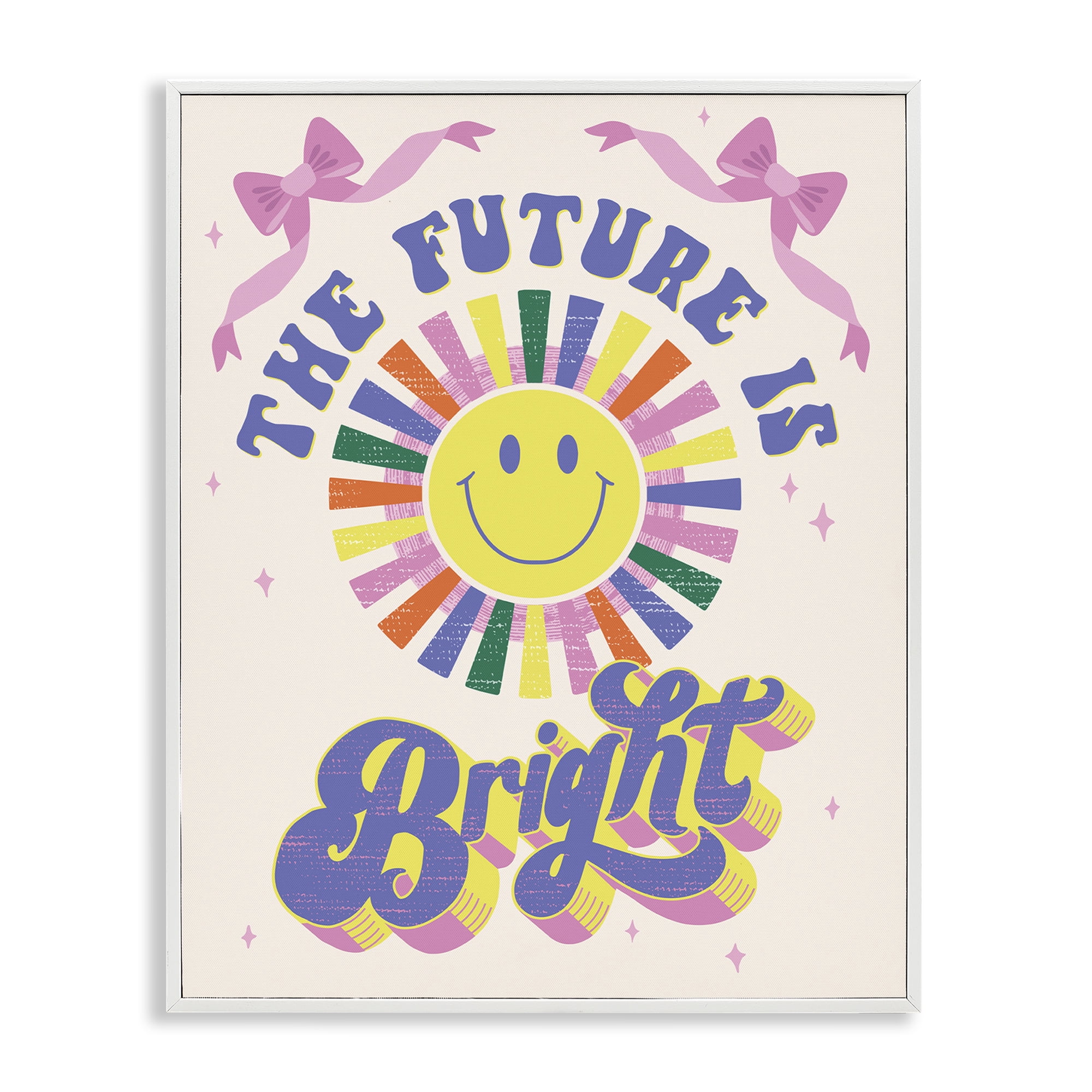 Stupell Industries Groovy Future Is Bright Text & Numbers Painting White Framed Art Print Wall Art, 24 x 30