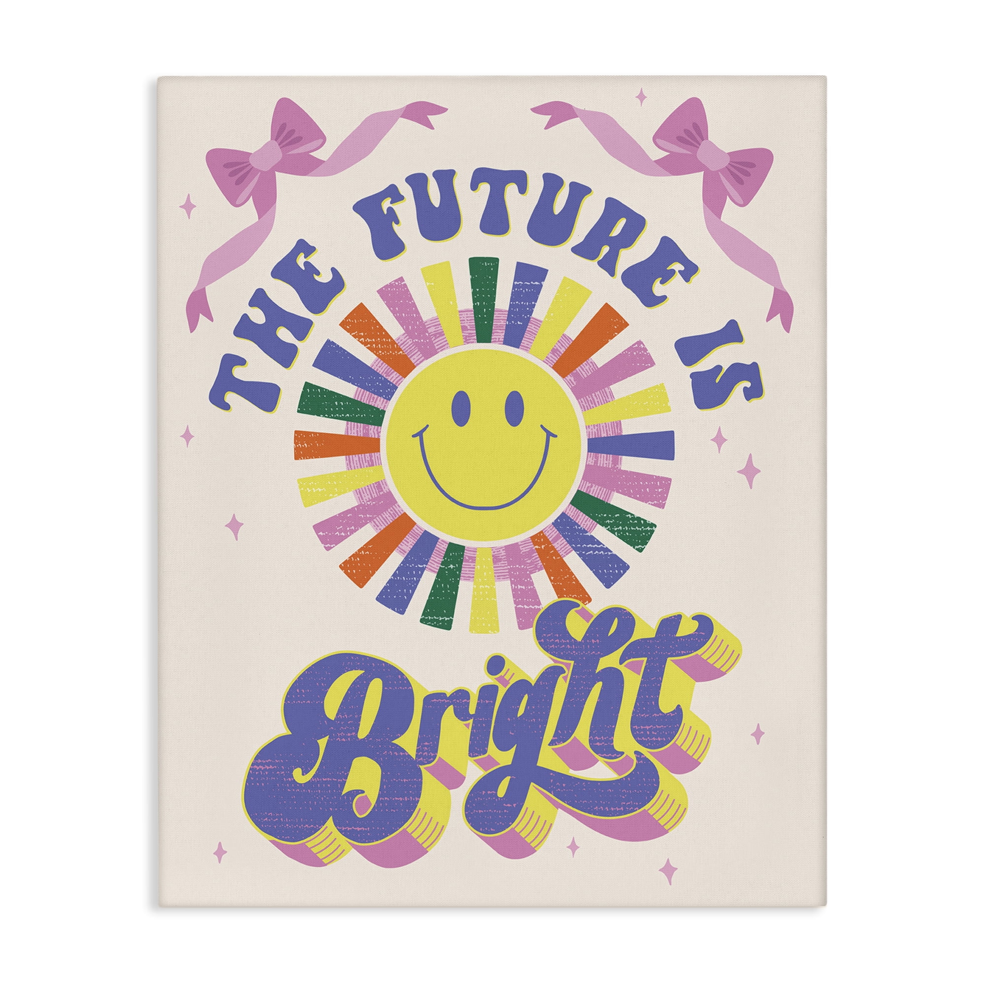 Stupell Industries Groovy Future Is Bright Text & Numbers Painting Wrapped Canvas Art Print Wall Art, 30 x 40