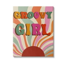 Stupell Industries Groovy Girl Patterned Typography Painting Gallery Wrapped Canvas Art Print Wall Art, 16 x 20