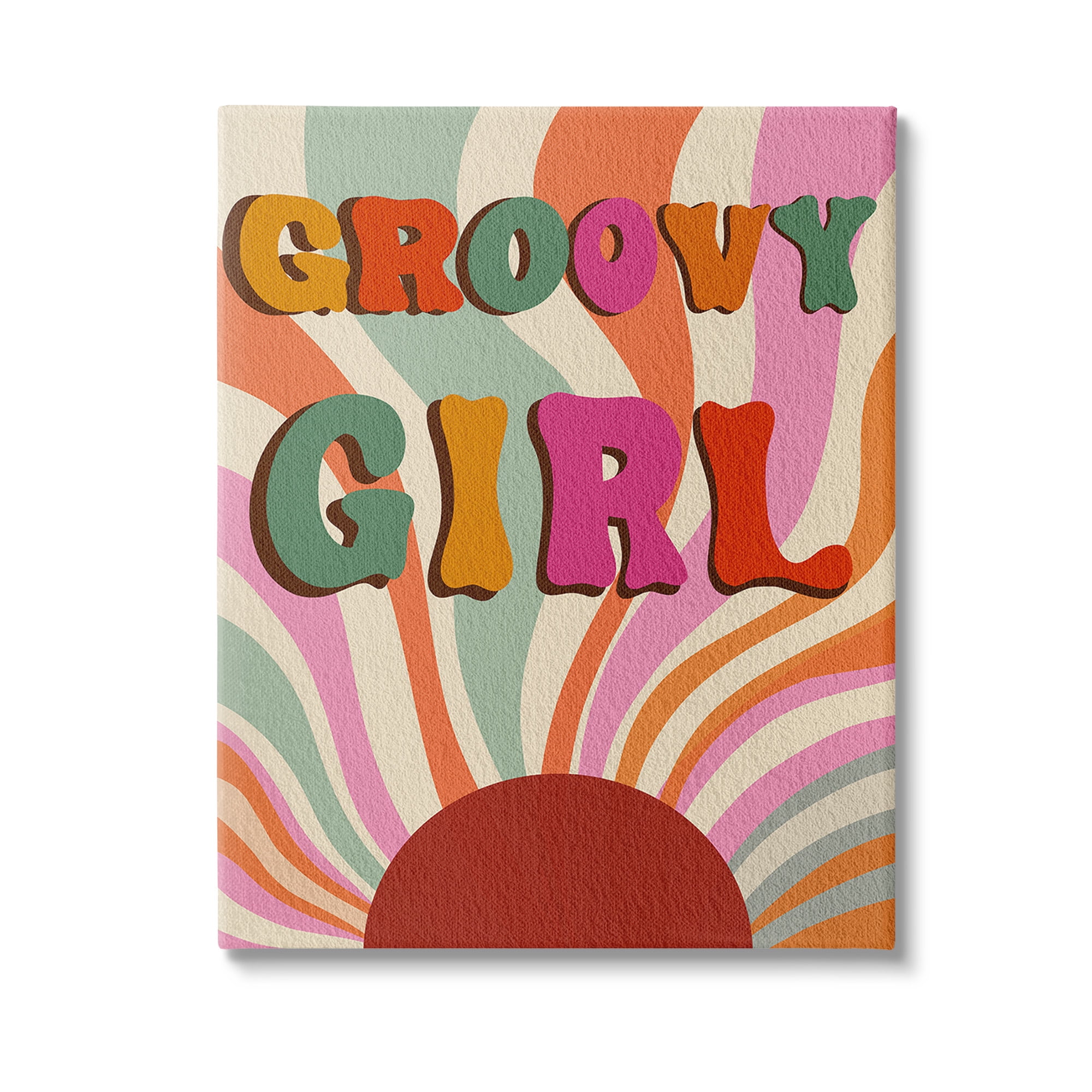 Stupell Industries Groovy Girl Patterned Typography Painting Gallery Wrapped Canvas Art Print Wall Art, 36 x 48
