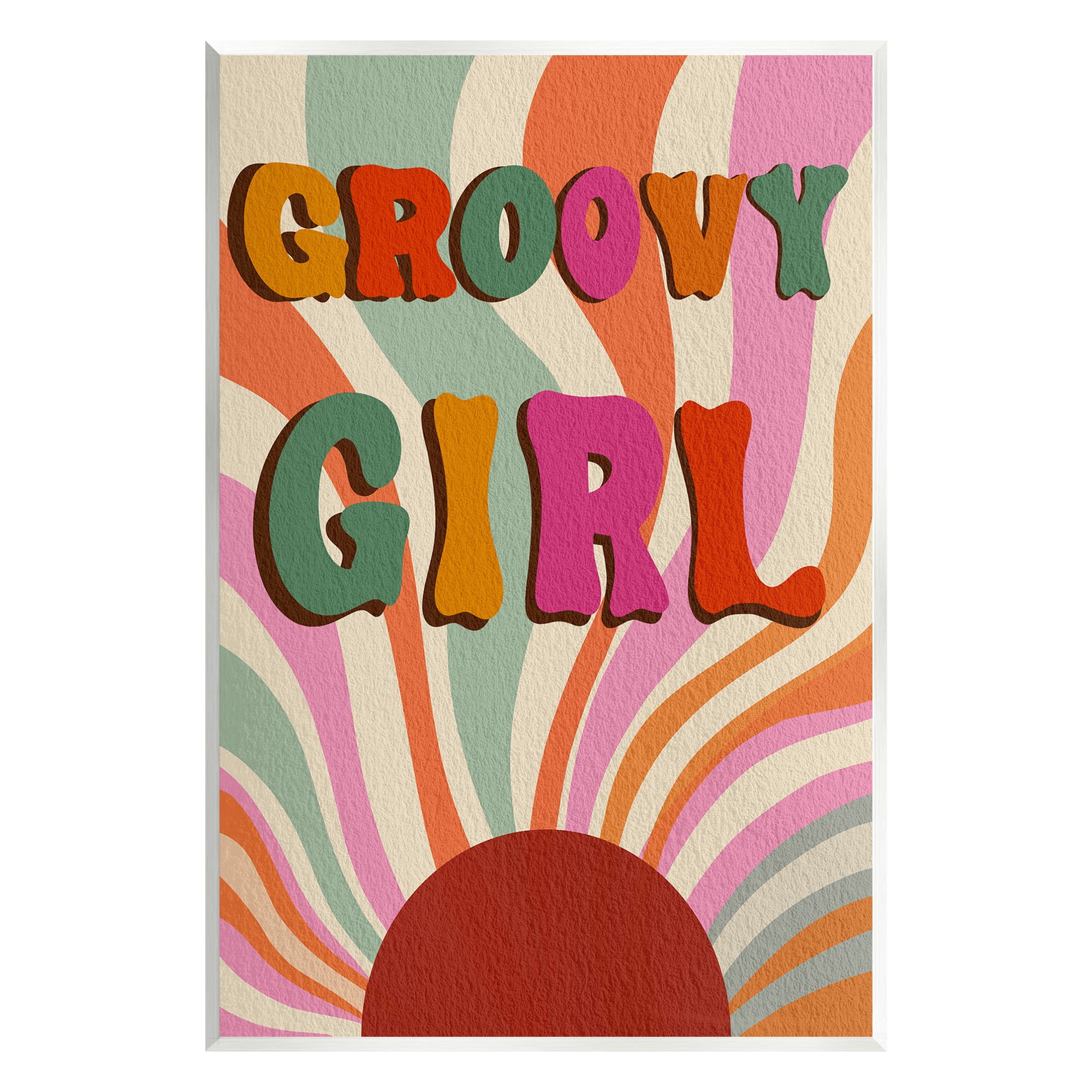 Stupell Industries Groovy Girl Patterned Typography Painting Unframed Art Print Wall Art, 13 x 19