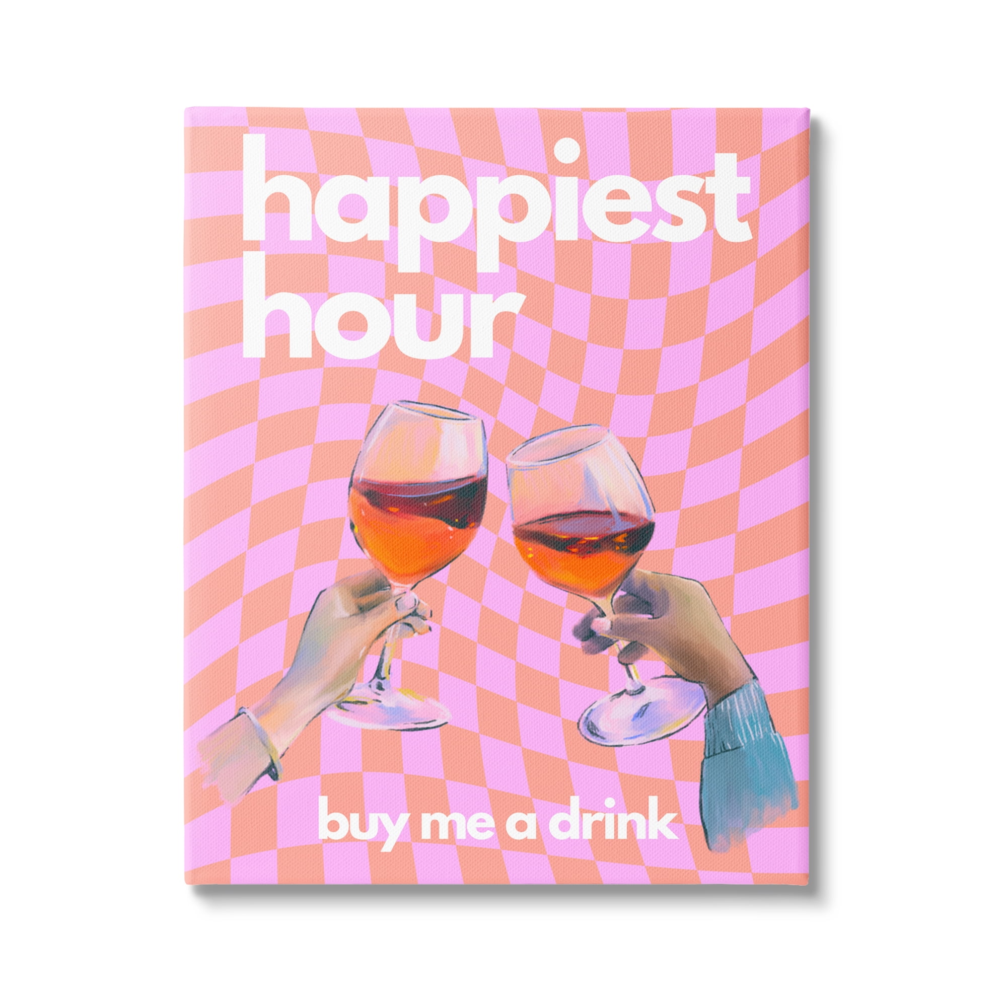 Stupell Industries Groovy Happiest Hour Food & Beverage Painting Gallery Wrapped Canvas Art Print Wall Art, 36 x 48