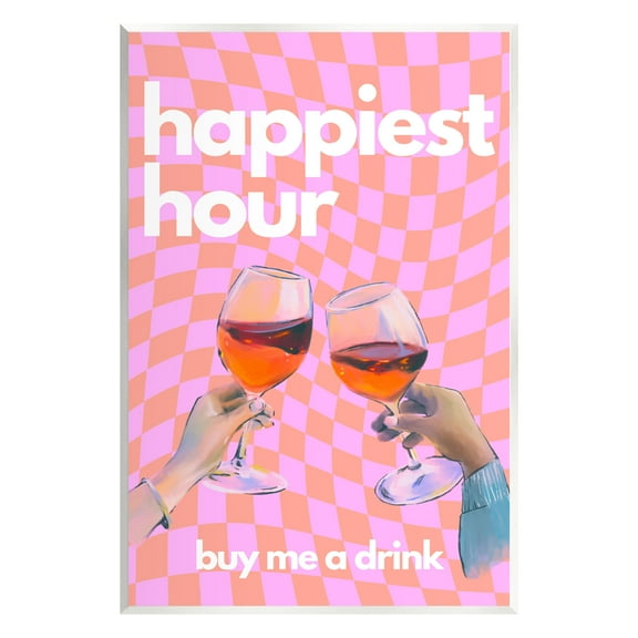 Stupell Industries Groovy Happiest Hour Food & Beverage Painting Unframed Art Print Wall Art, 10 x 15