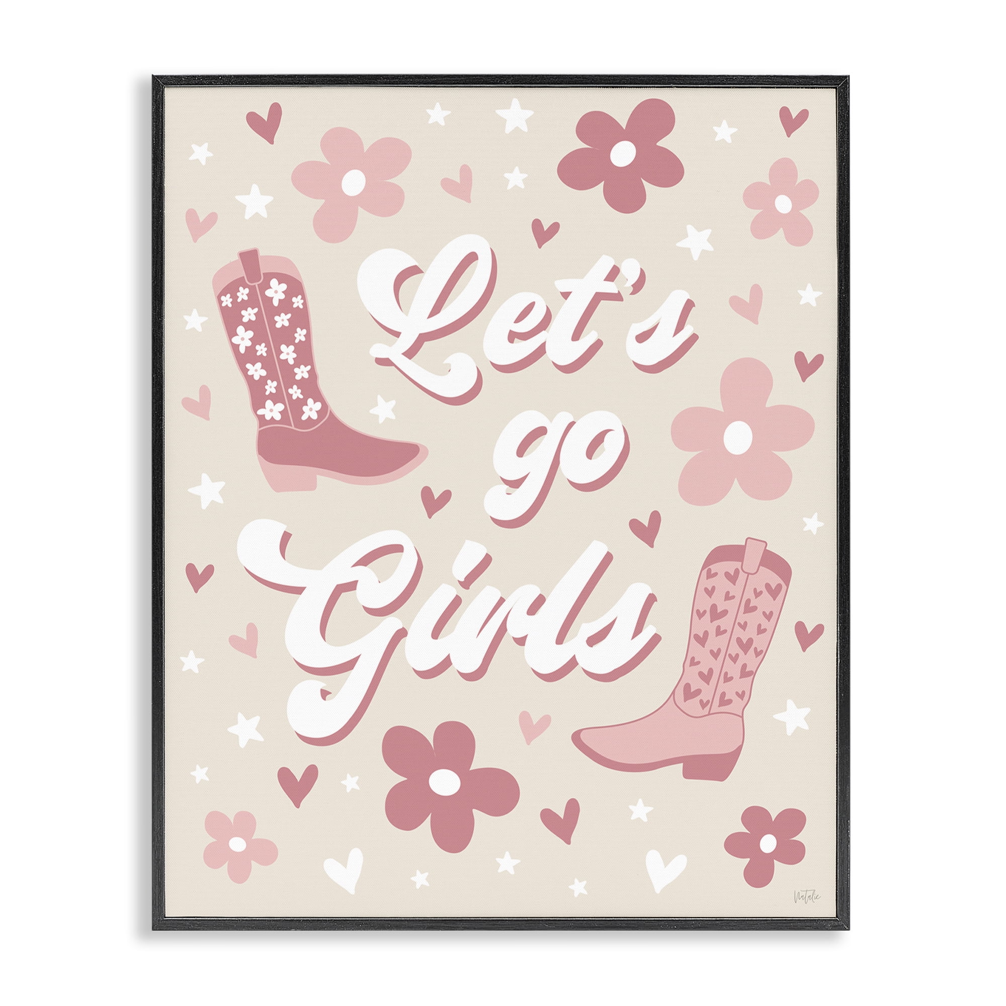 Stupell Industries Groovy Let's Go Girls Entertainment Painting Black Framed Art Print Wall Art, 11 x 14