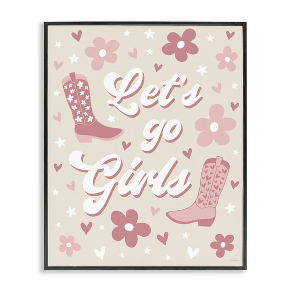 Stupell Industries Groovy Let's Go Girls Entertainment Painting Black Framed Art Print Wall Art, 11 x 14