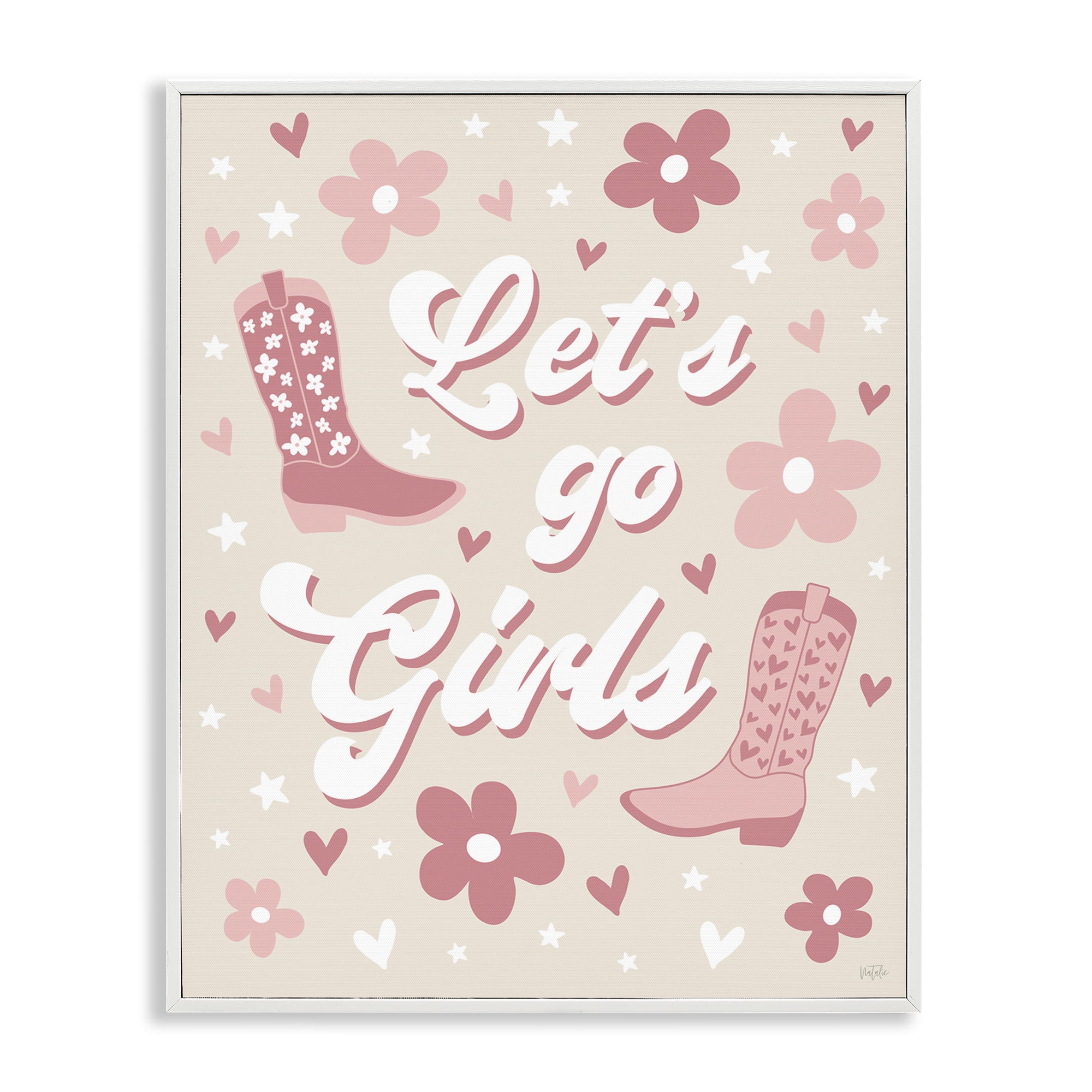 Stupell Industries Groovy Let's Go Girls Entertainment Painting White Framed Art Print Wall Art, 11 x 14
