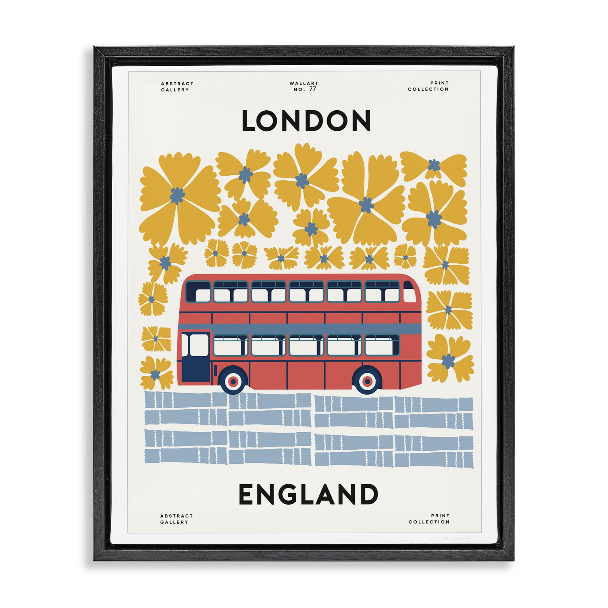 Stupell Industries Groovy London Bus Black Framed Floater Canvas Wall Art, design by Omar Escalante