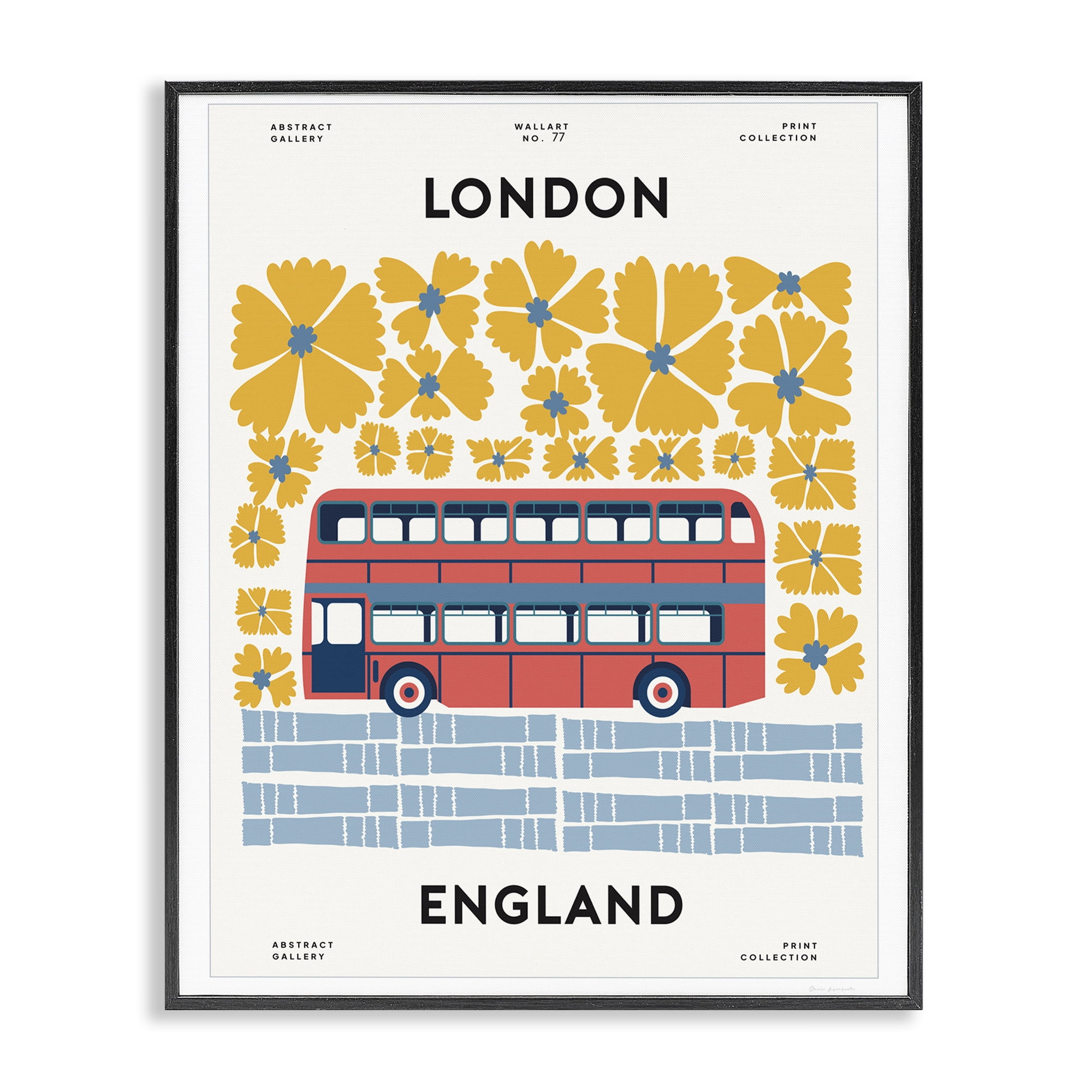 Stupell Industries Groovy London Bus Black Framed Giclee Art, design by Omar Escalante