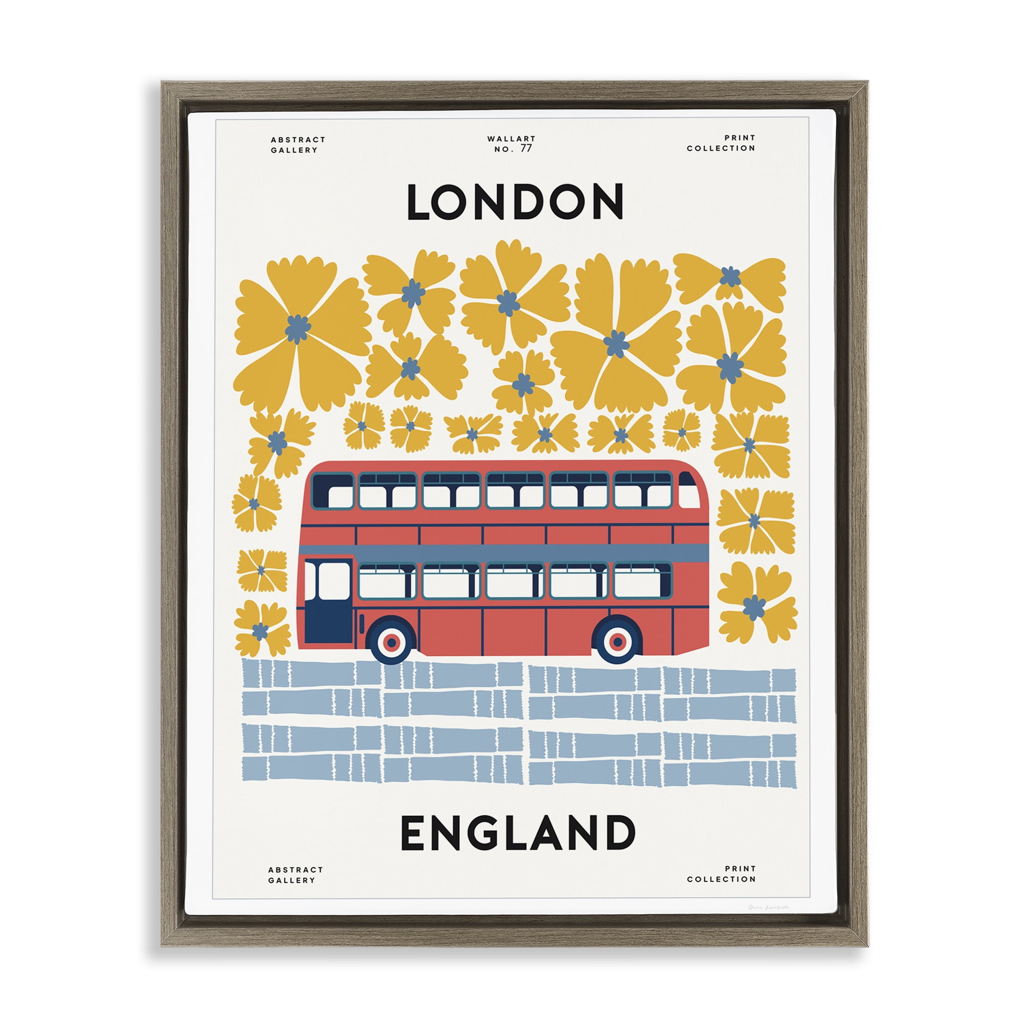Stupell Industries Groovy London Bus Brown Framed Floater Canvas Wall Art, design by Omar Escalante