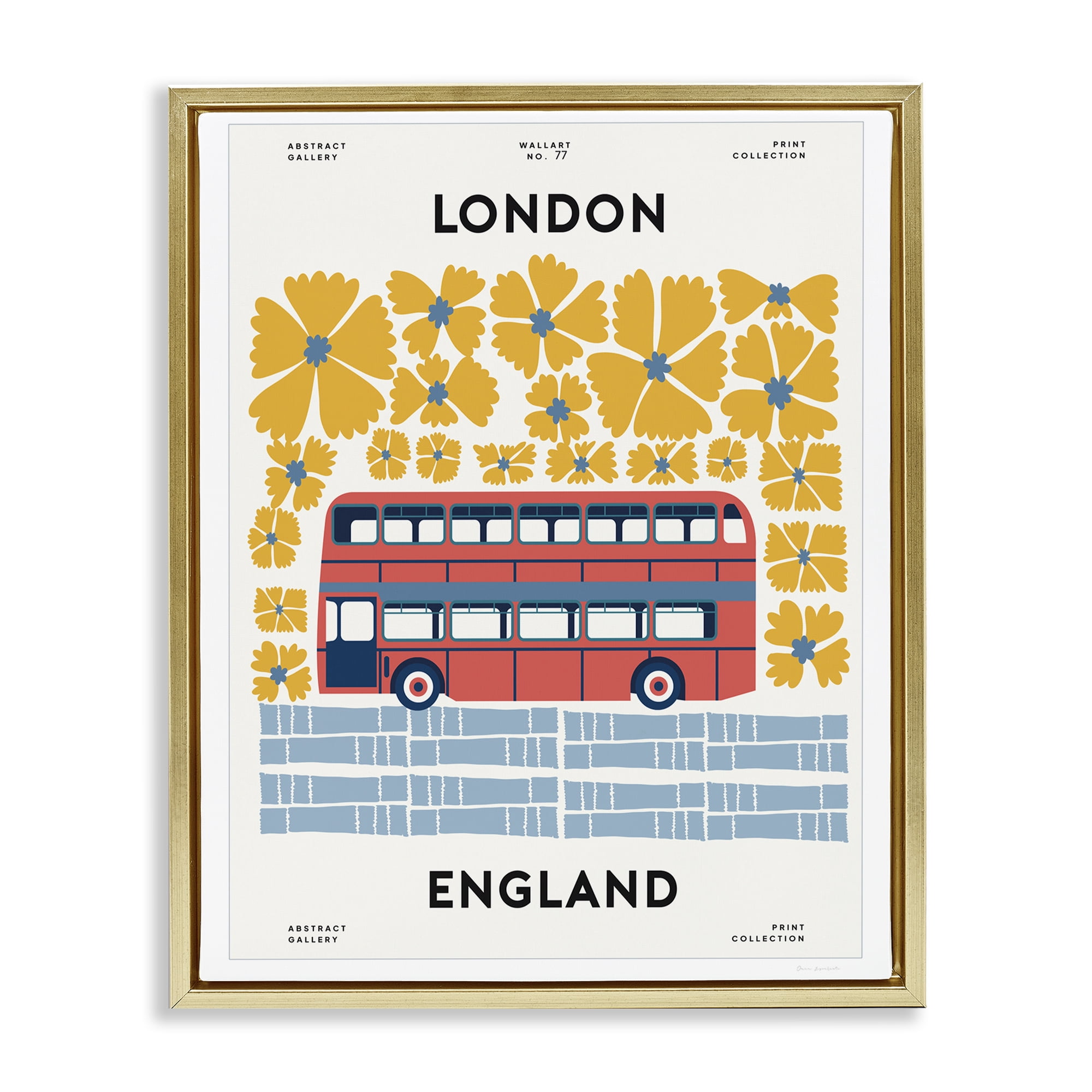 Stupell Industries Groovy London Bus Gold Framed Floater Canvas Wall Art, design by Omar Escalante