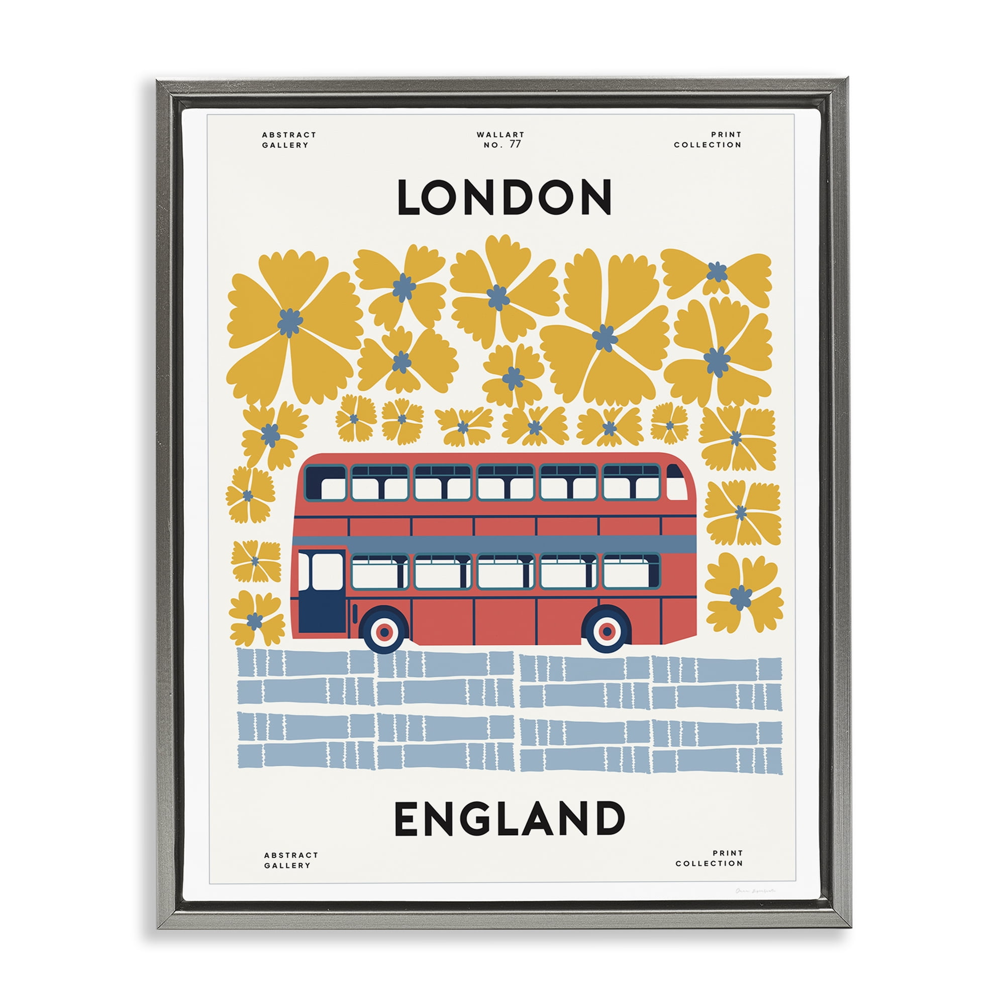 Stupell Industries Groovy London Bus Gray Framed Floater Canvas Wall Art, design by Omar Escalante